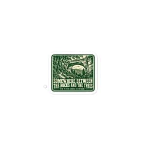 Red River Gorge Vinyl Sticker: Somewhere Between the Rocks and the Trees, Forest Ink Stamp - 3″×3″ - Main