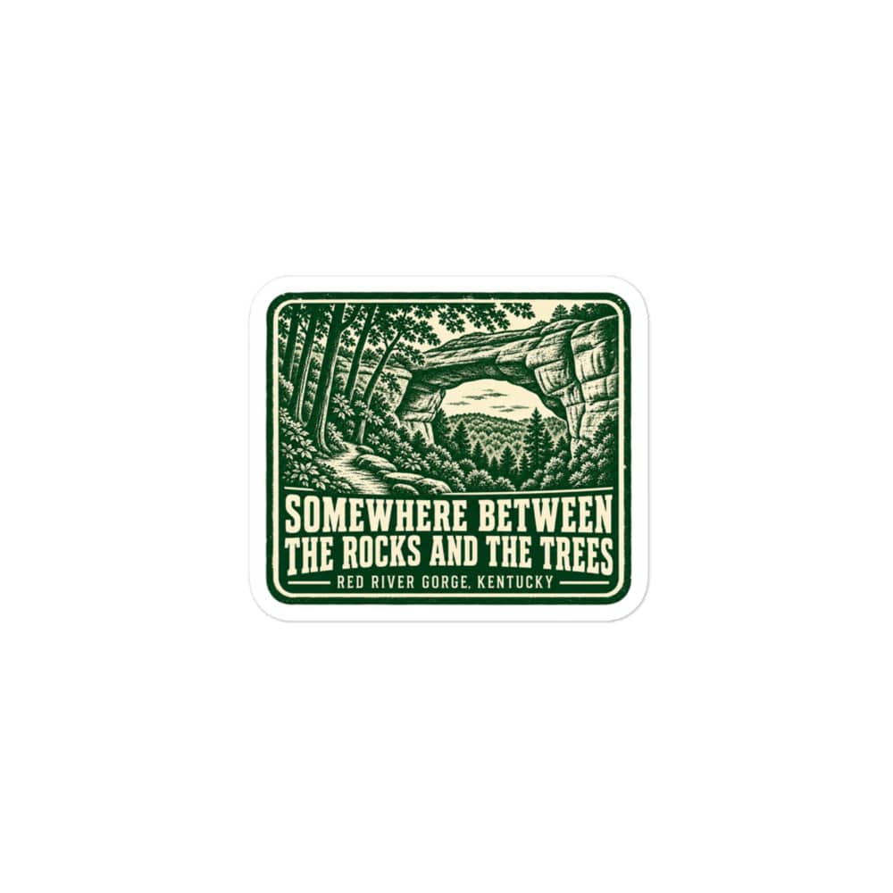 Red River Gorge Vinyl Sticker: Somewhere Between the Rocks and the Trees, Forest Ink Stamp