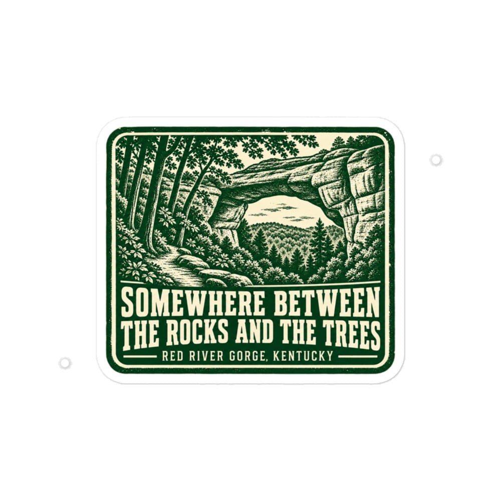 Red River Gorge Vinyl Sticker: Somewhere Between the Rocks and the Trees, Forest Ink Stamp