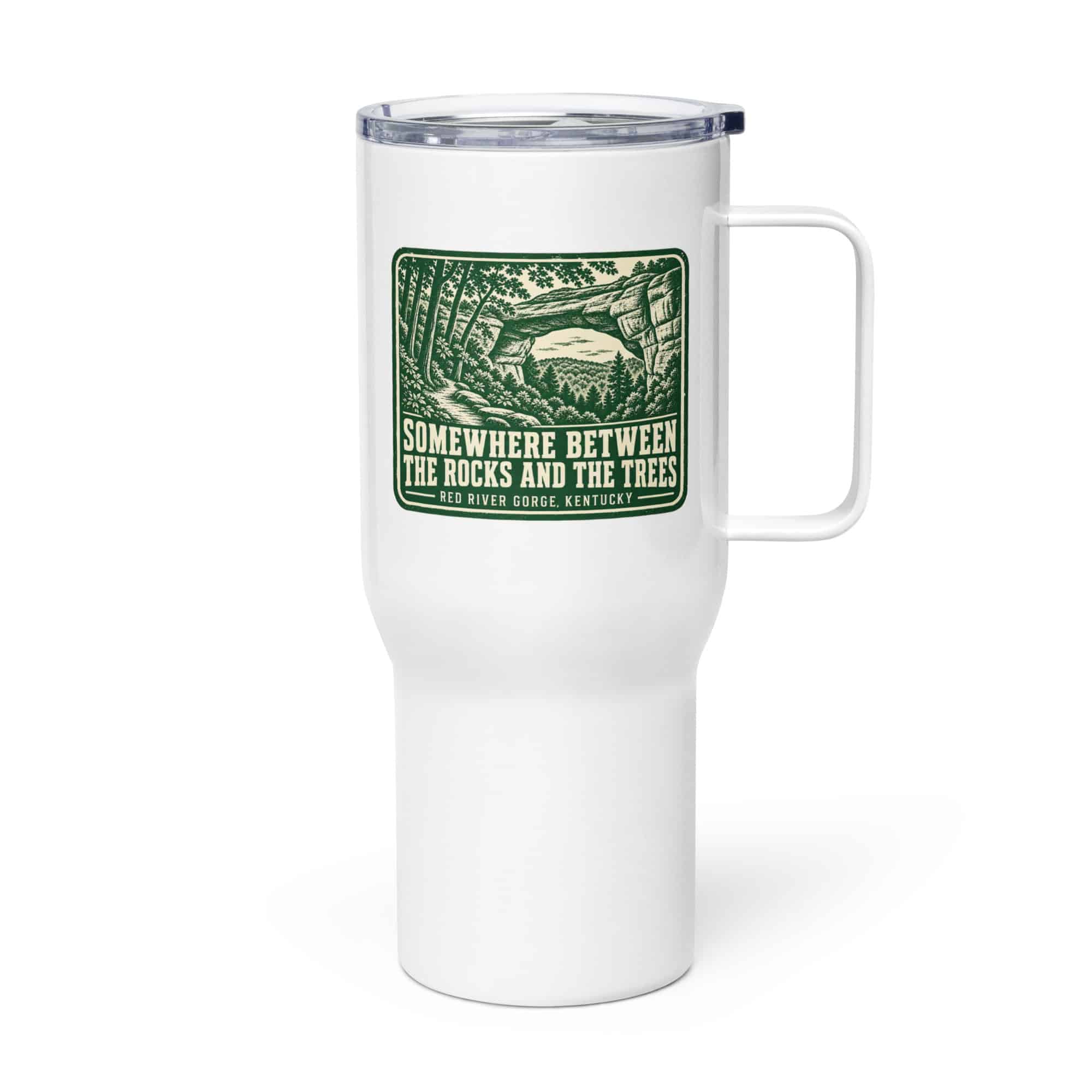 Red River Gorge Travel Mug: Somewhere Between the Rocks and the Trees, Forest Ink Stamp