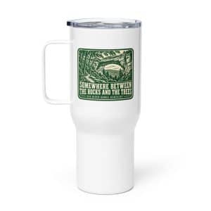 Red River Gorge Travel Mug: Somewhere Between the Rocks and the Trees, Forest Ink Stamp - 25 oz - Main