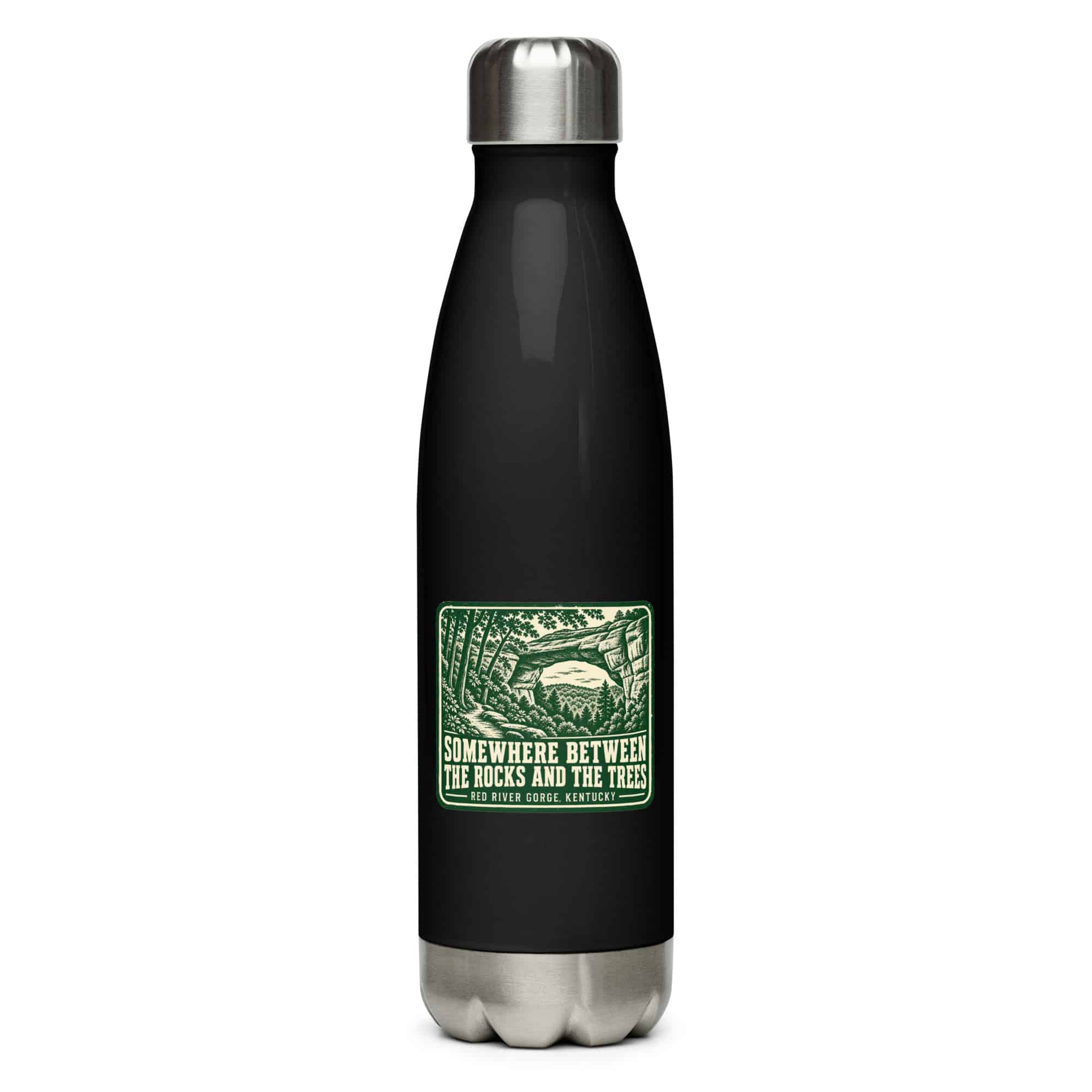 Red River Gorge Stainless Steel Water Bottle: Somewhere Between the Rocks and the Trees, Forest Ink Stamp