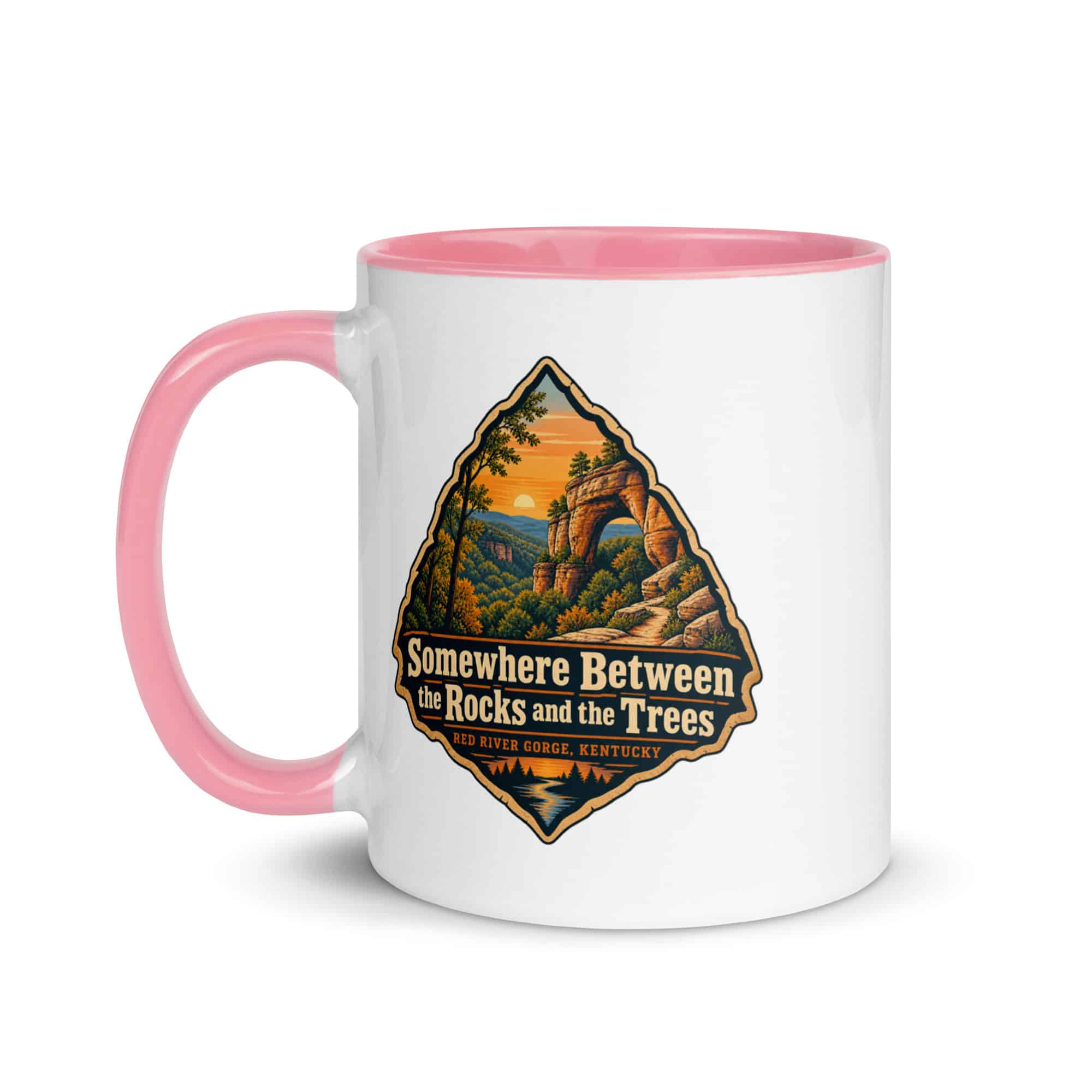 Red River Gorge Color Inside Coffee Mug: Somewhere Between the Rocks and the Trees, Scenic Shield Badge