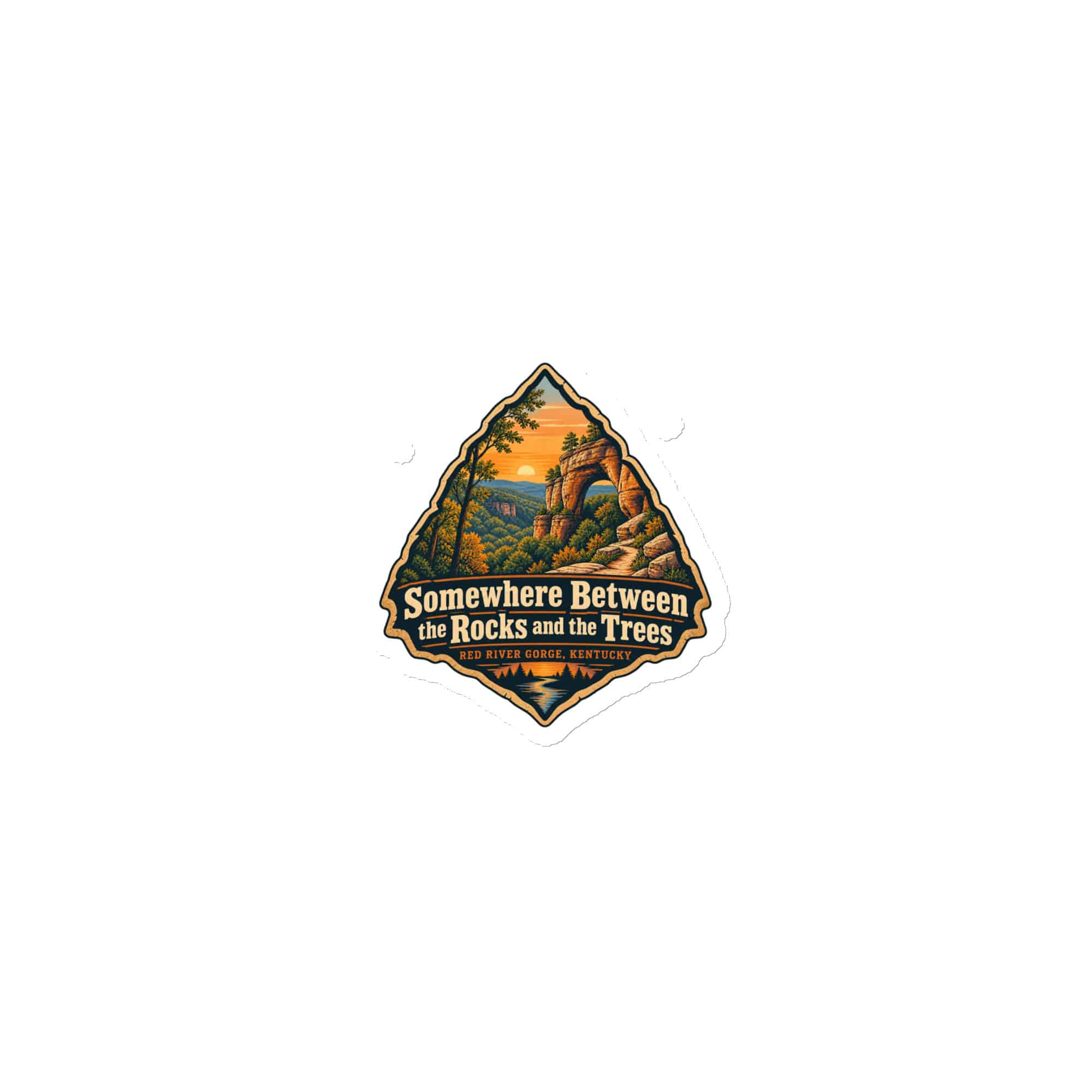 Red River Gorge Die-Cut Magnet: Somewhere Between the Rocks and the Trees, Scenic Shield Badge