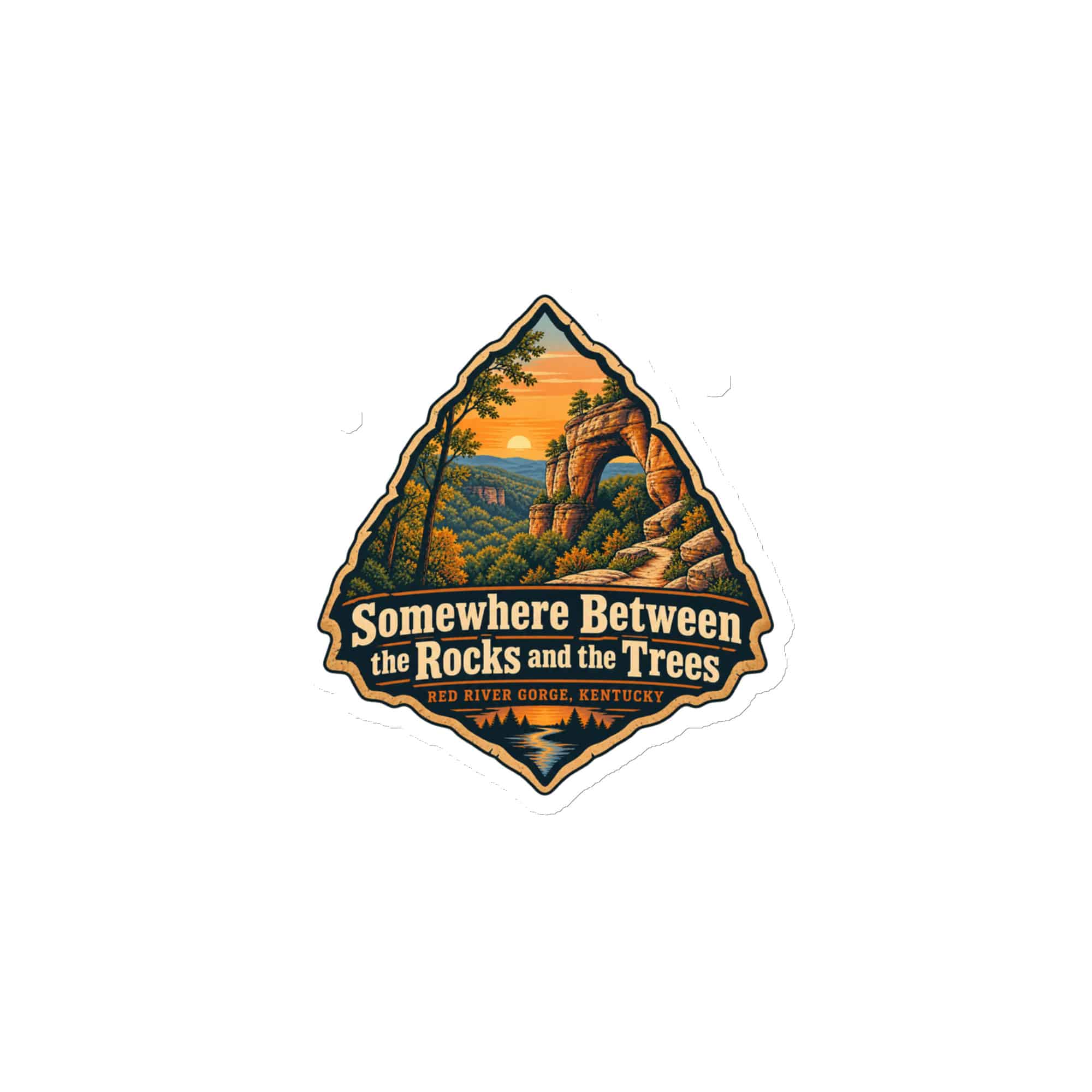 Red River Gorge Die-Cut Magnet: Somewhere Between the Rocks and the Trees, Scenic Shield Badge