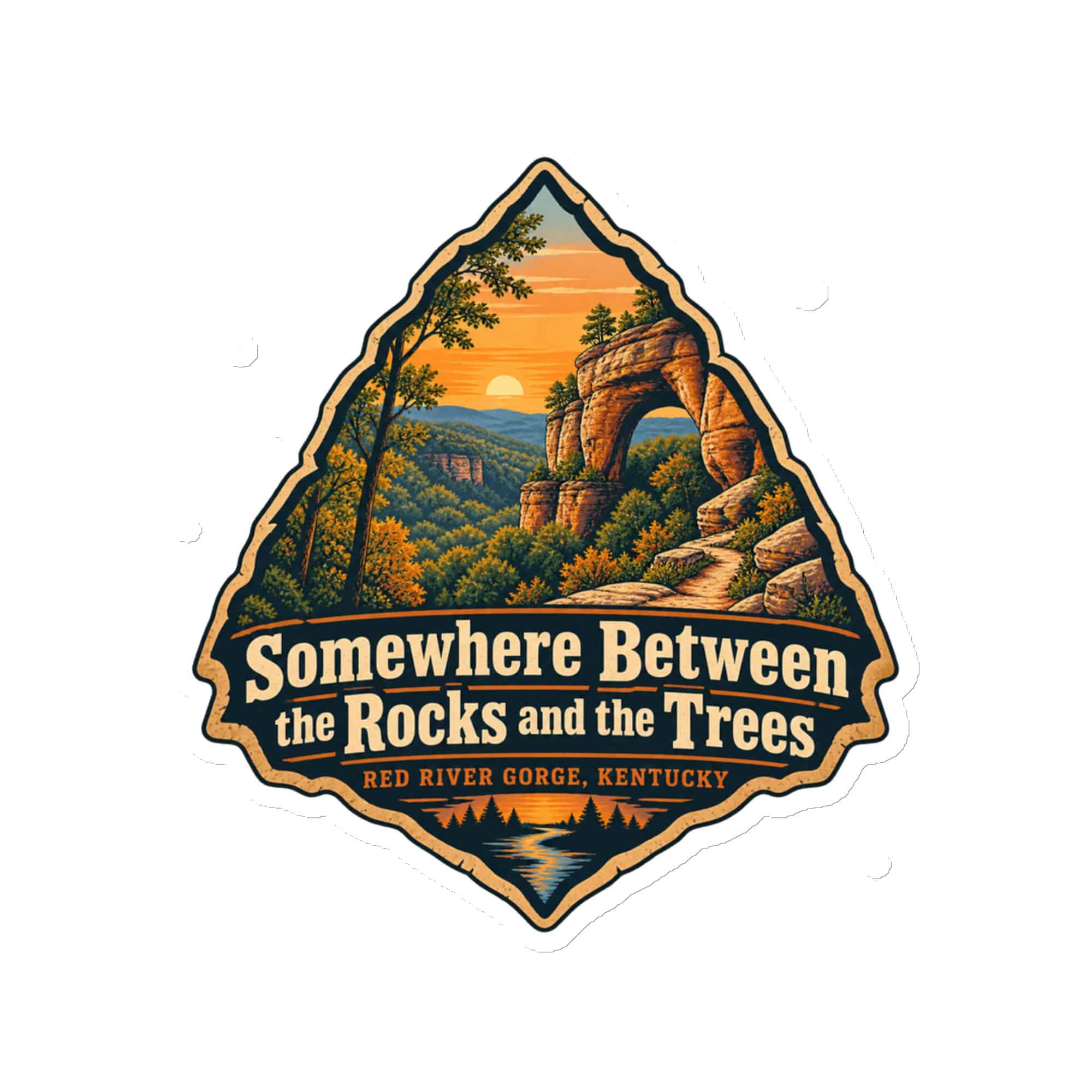 Red River Gorge Die-Cut Magnet: Somewhere Between the Rocks and the Trees, Scenic Shield Badge