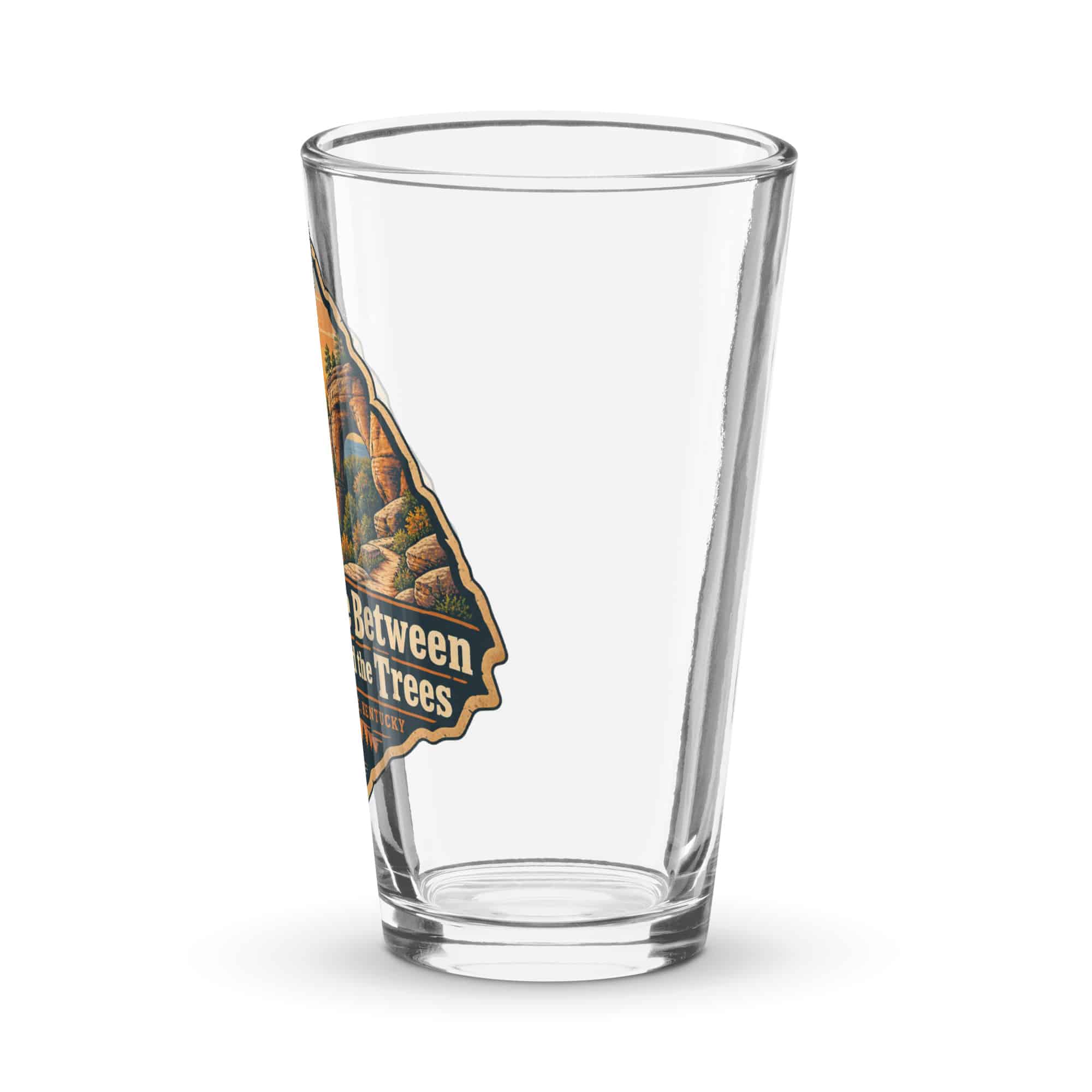 Red River Gorge Pint Glass: Somewhere Between the Rocks and the Trees, Scenic Shield Badge