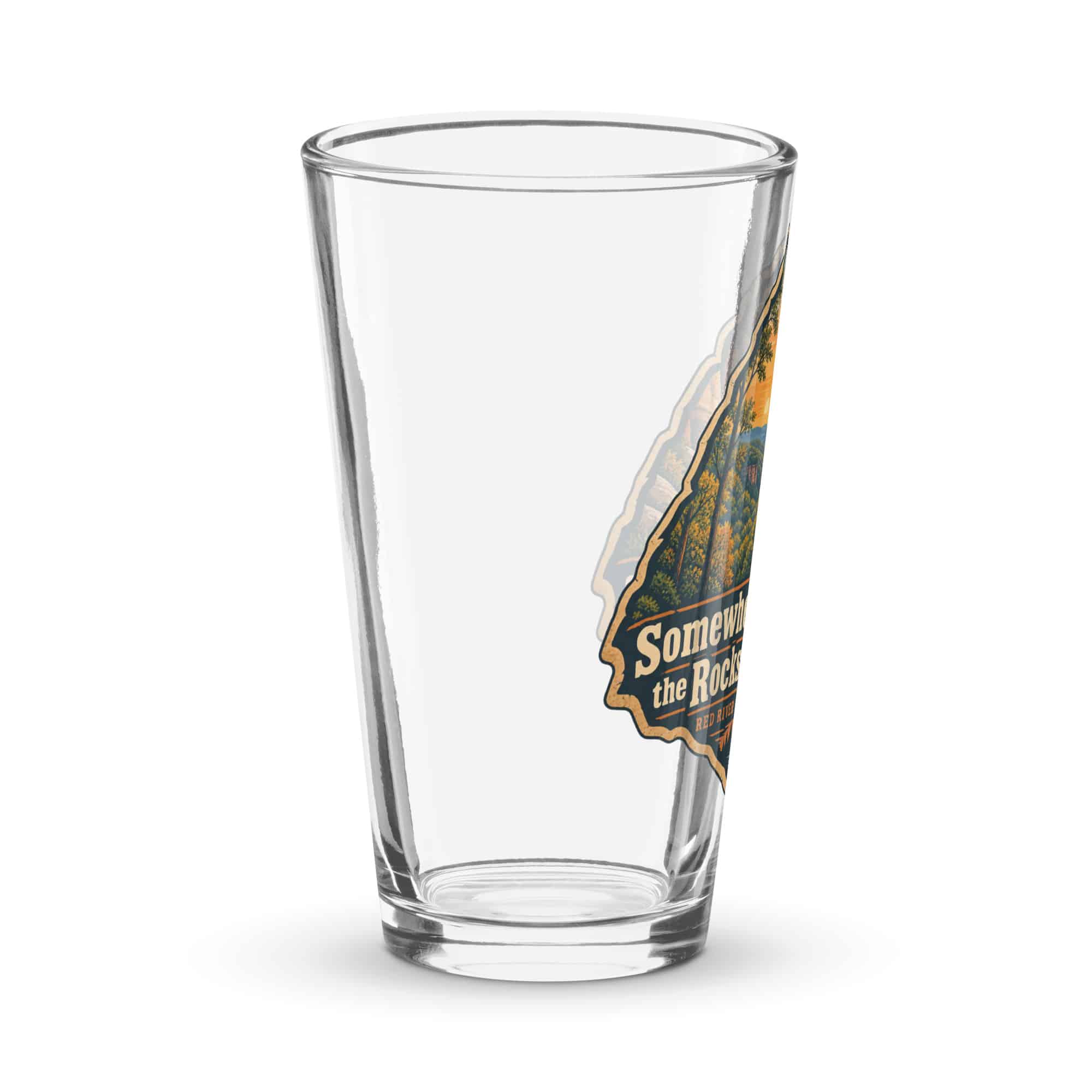 Red River Gorge Pint Glass: Somewhere Between the Rocks and the Trees, Scenic Shield Badge