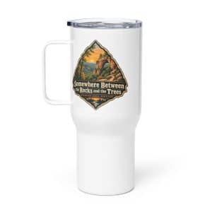 Red River Gorge Travel Mug: Somewhere Between the Rocks and the Trees, Scenic Shield Badge - 25 oz - Main