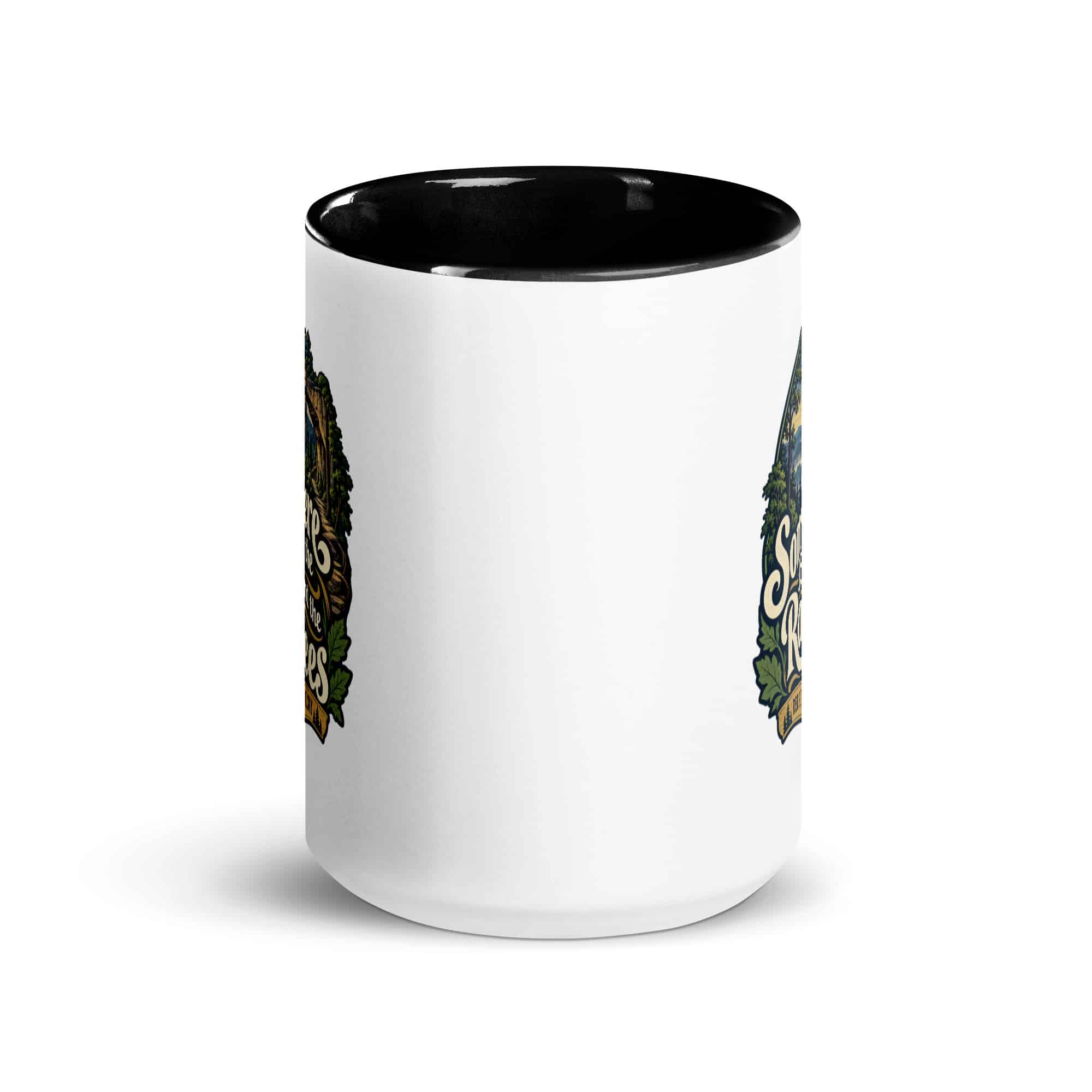 Red River Gorge Color Inside Coffee Mug: Somewhere Between the Rocks and the Trees, Woodland Scenic Lettering