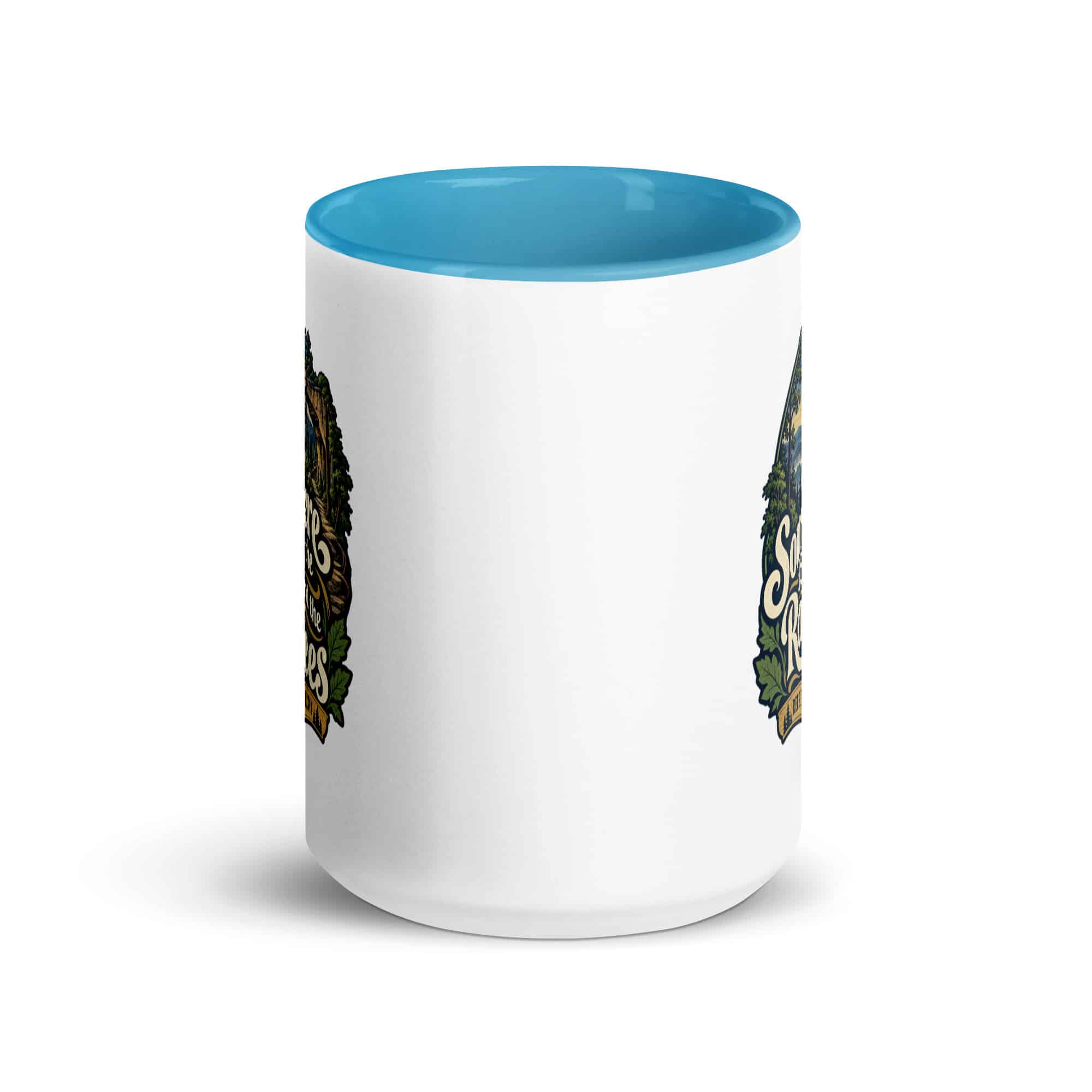 Red River Gorge Color Inside Coffee Mug: Somewhere Between the Rocks and the Trees, Woodland Scenic Lettering