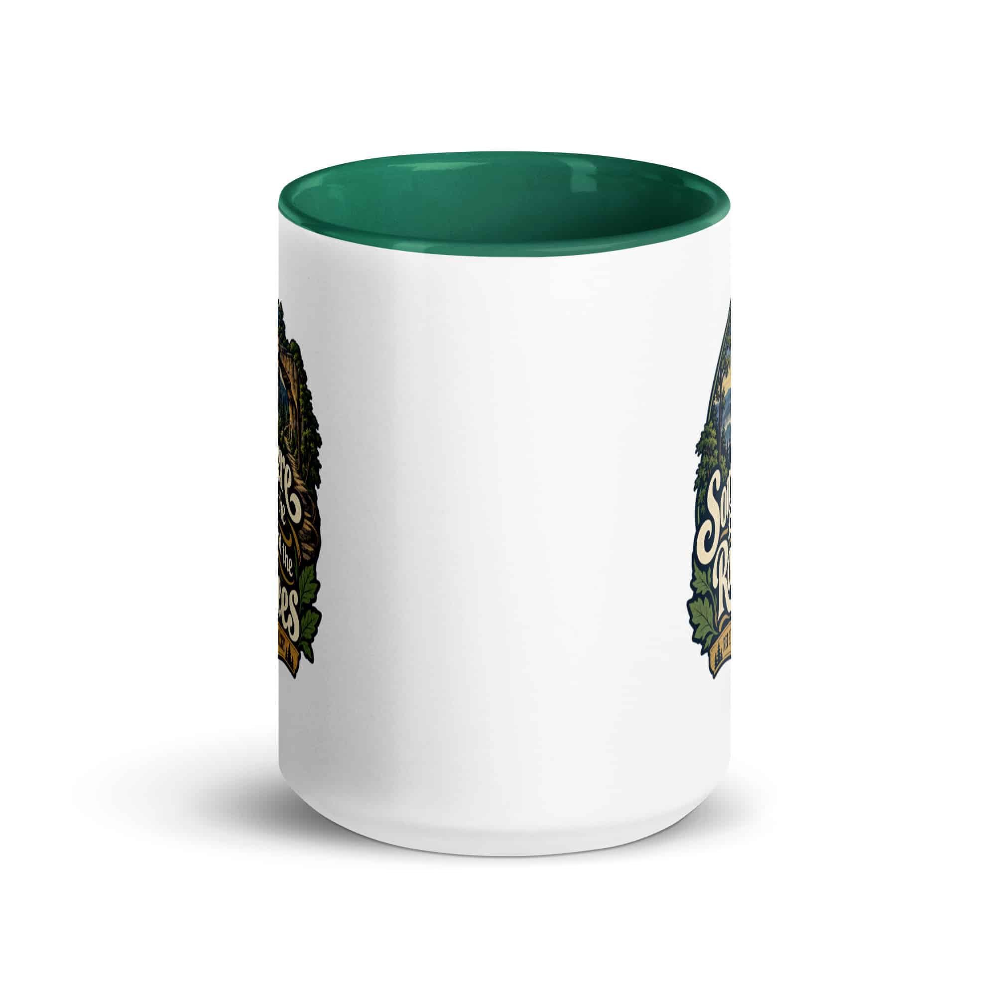Red River Gorge Color Inside Coffee Mug: Somewhere Between the Rocks and the Trees, Woodland Scenic Lettering