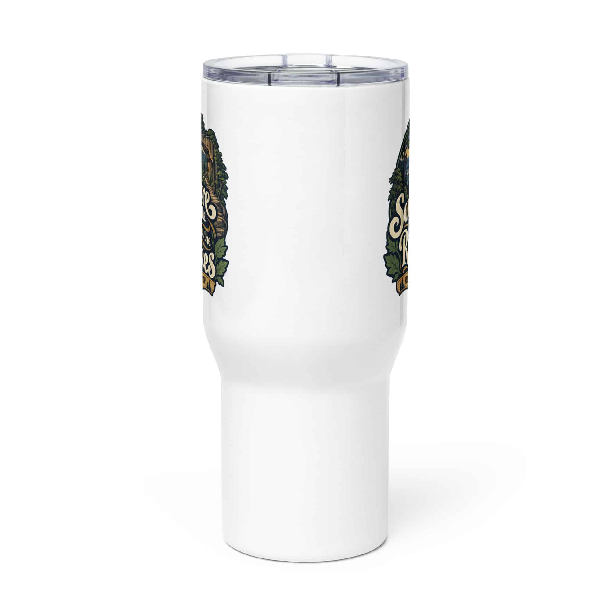 Red River Gorge Travel Mug: Somewhere Between the Rocks and the Trees, Woodland Scenic Lettering