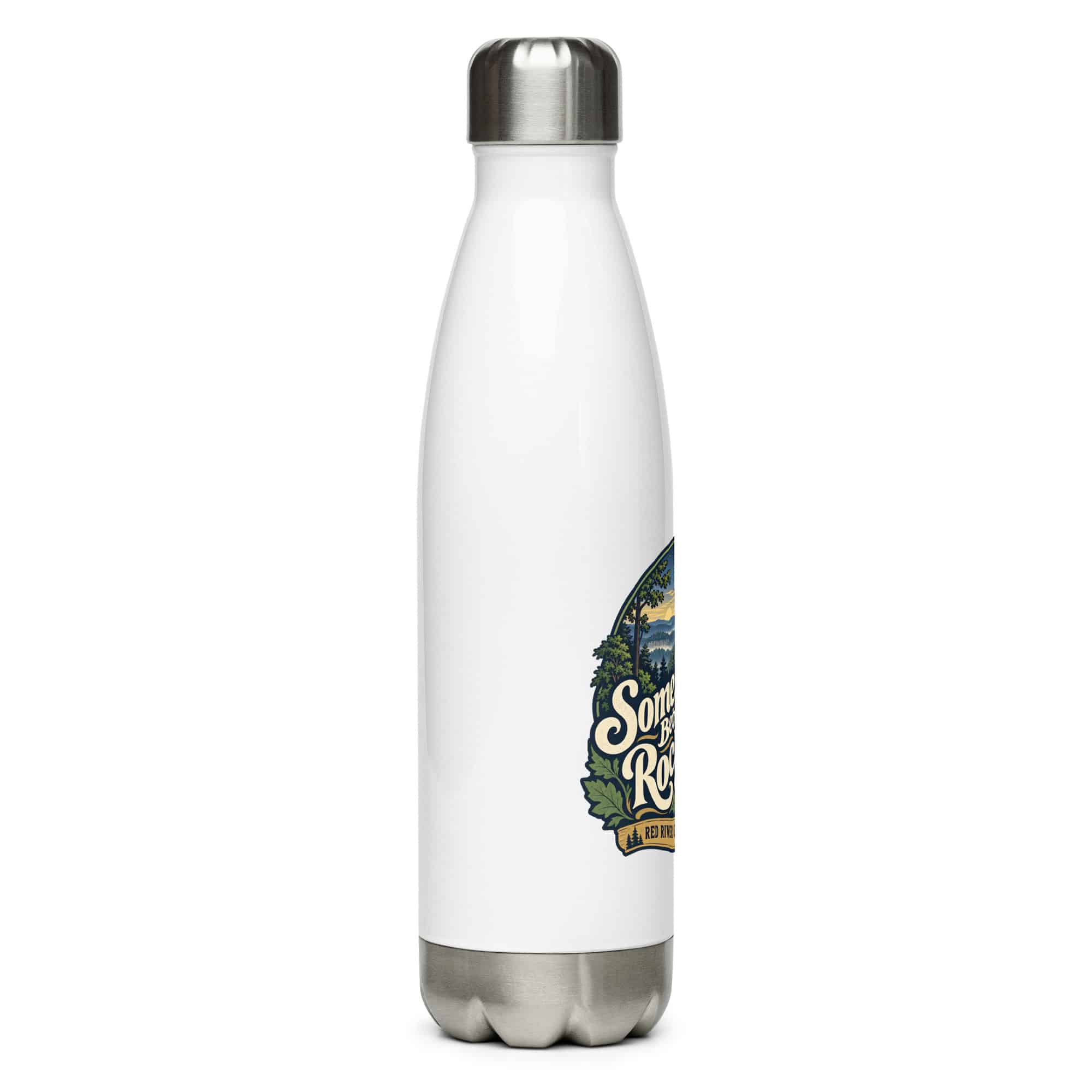 Red River Gorge Stainless Steel Water Bottle: Somewhere Between the Rocks and the Trees, Woodland Scenic Lettering