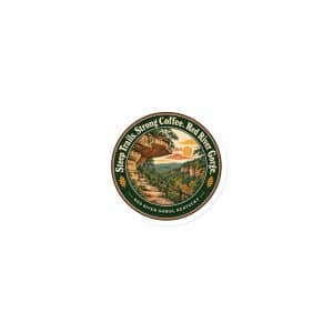 Red River Gorge Die-Cut Magnet: Steep Trails. Strong Coffee. Red River Gorge, Vintage Round Badge - 3″×3″ - Main