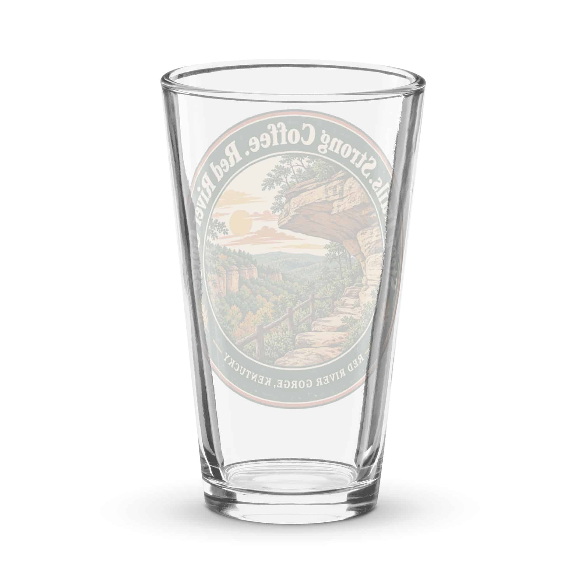 Red River Gorge Pint Glass: Steep Trails. Strong Coffee. Red River Gorge, Vintage Round Badge
