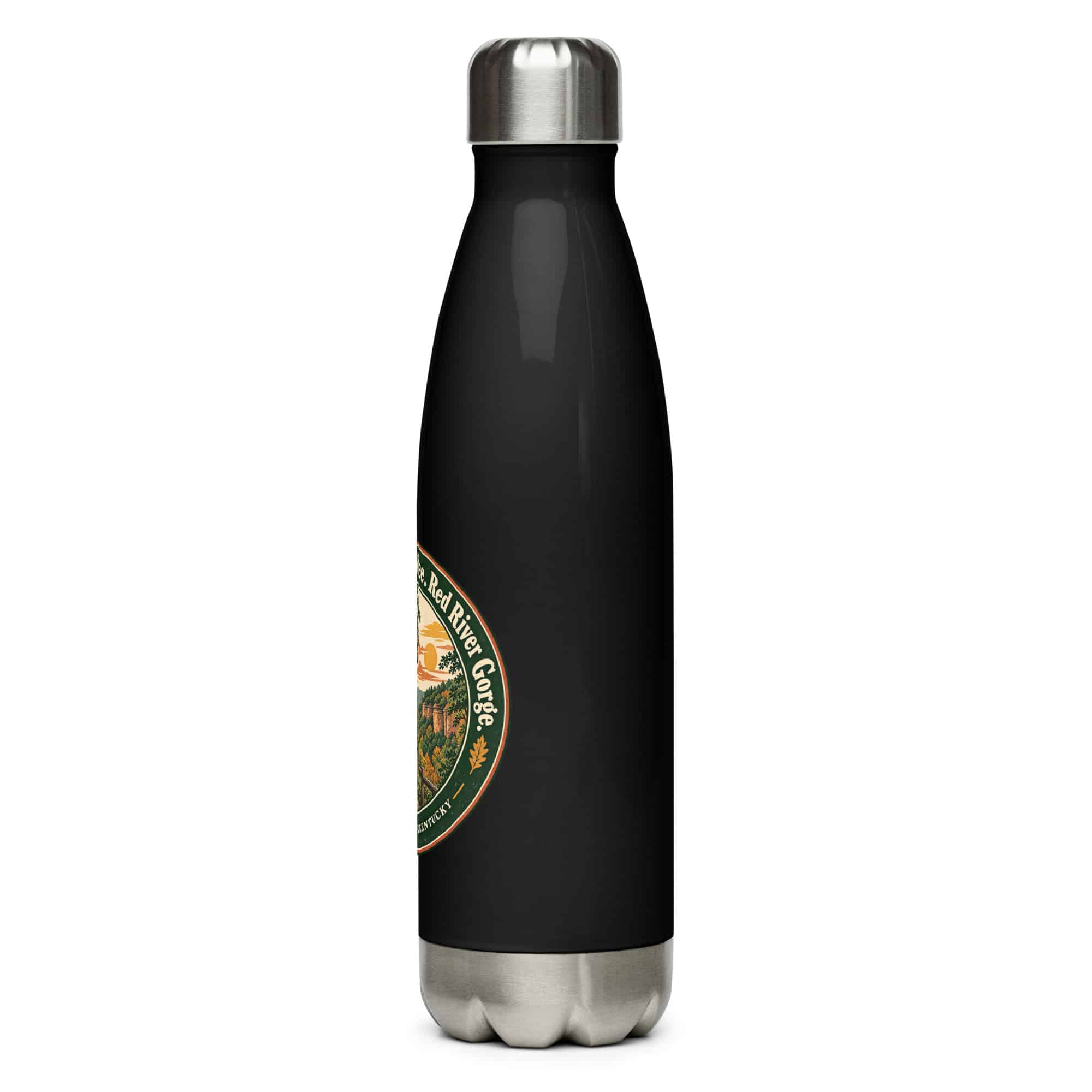 Red River Gorge Stainless Steel Water Bottle: Steep Trails. Strong Coffee. Red River Gorge, Vintage Round Badge