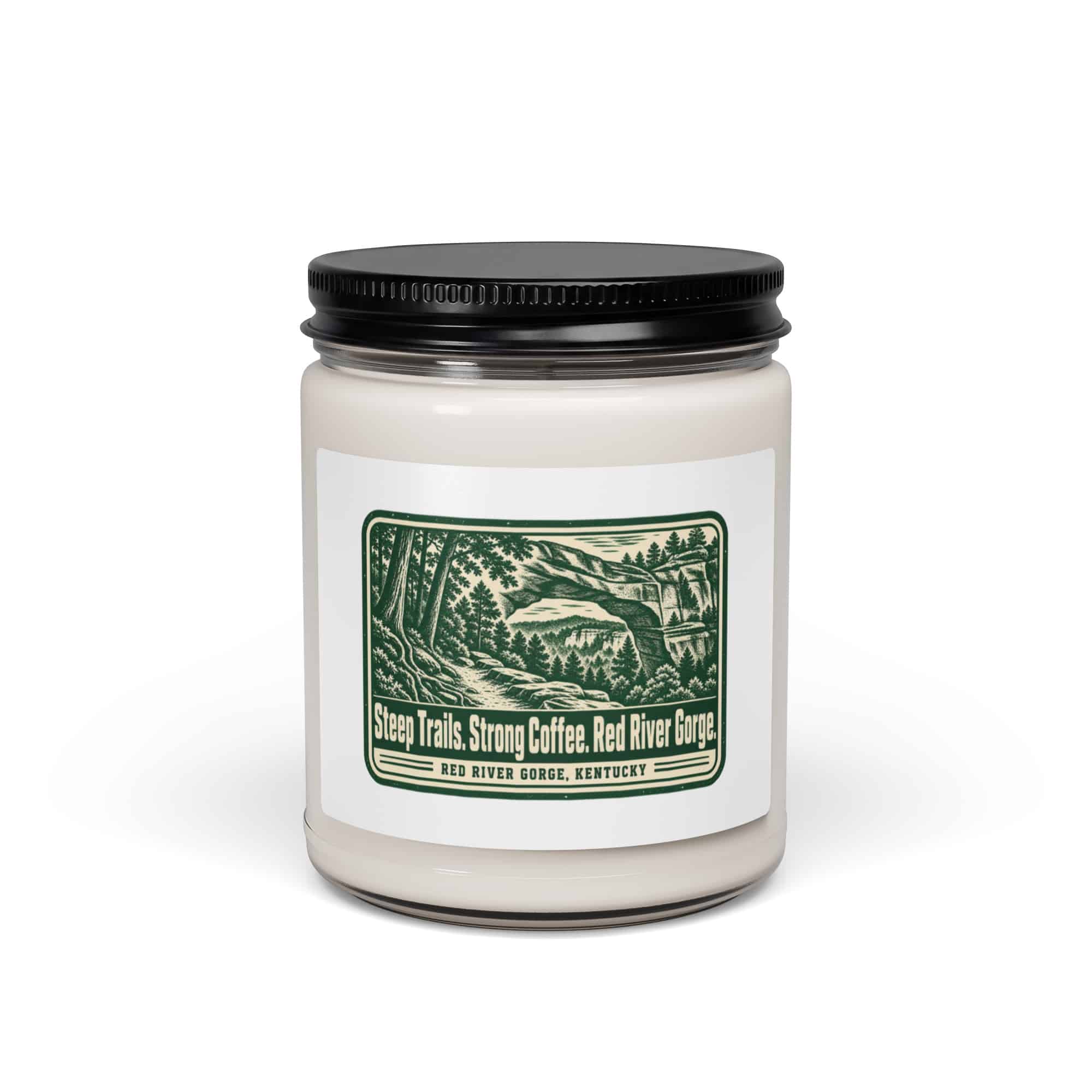 Red River Gorge Soy Wax Candle: Steep Trails. Strong Coffee. Red River Gorge, Forest Ink Stamp
