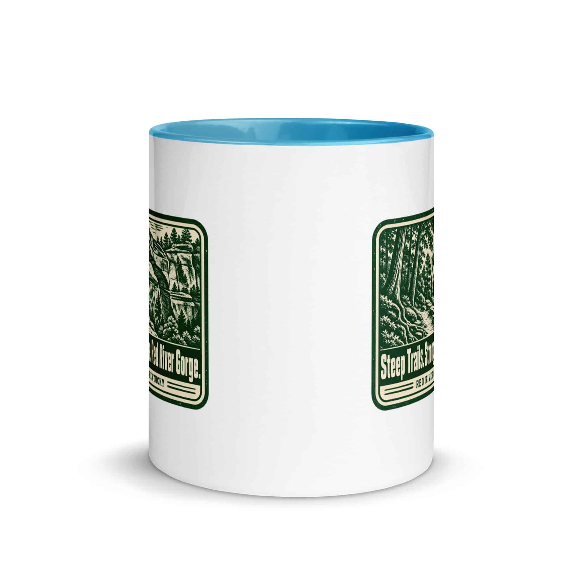Red River Gorge Color Inside Coffee Mug: Steep Trails. Strong Coffee. Red River Gorge, Forest Ink Stamp