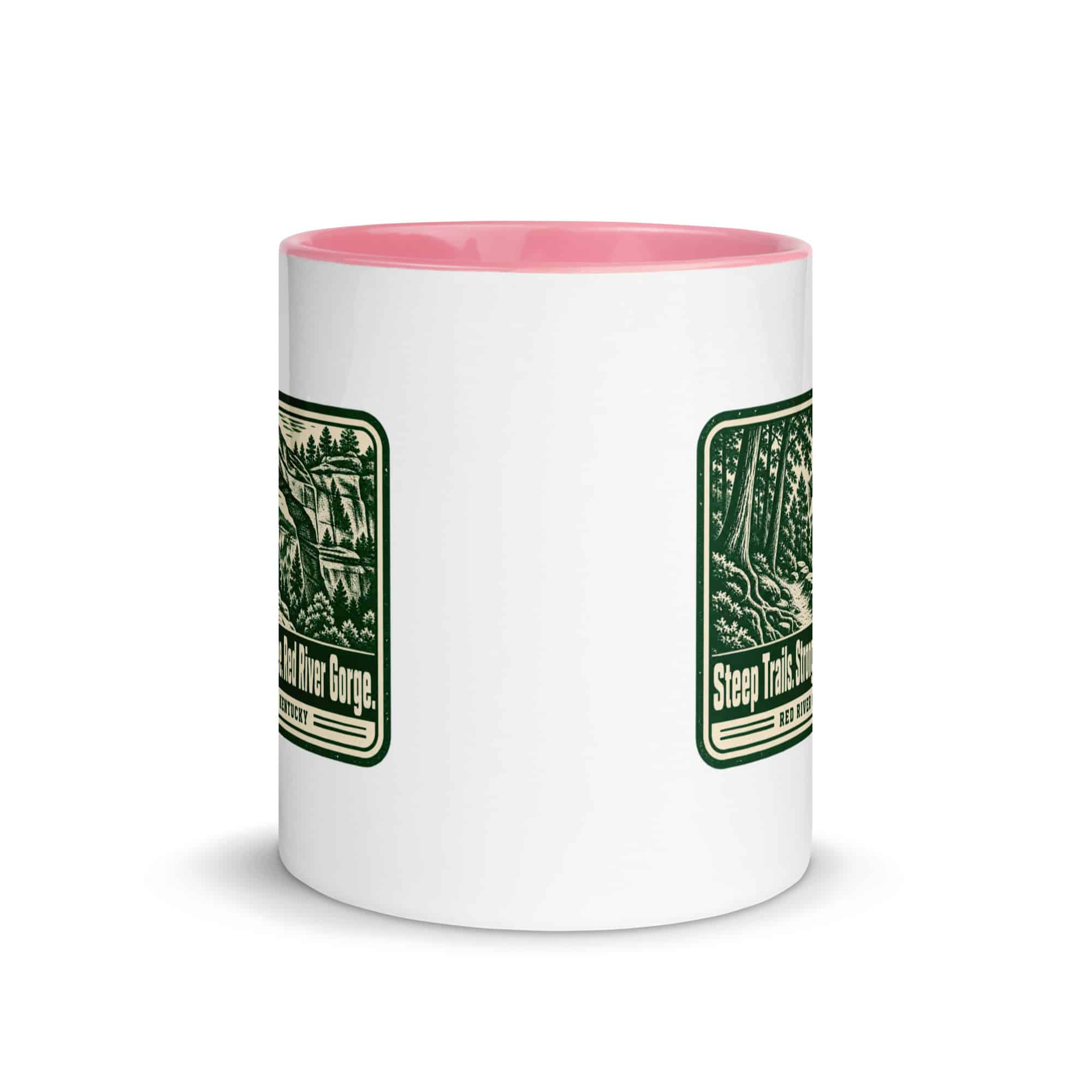Red River Gorge Color Inside Coffee Mug: Steep Trails. Strong Coffee. Red River Gorge, Forest Ink Stamp