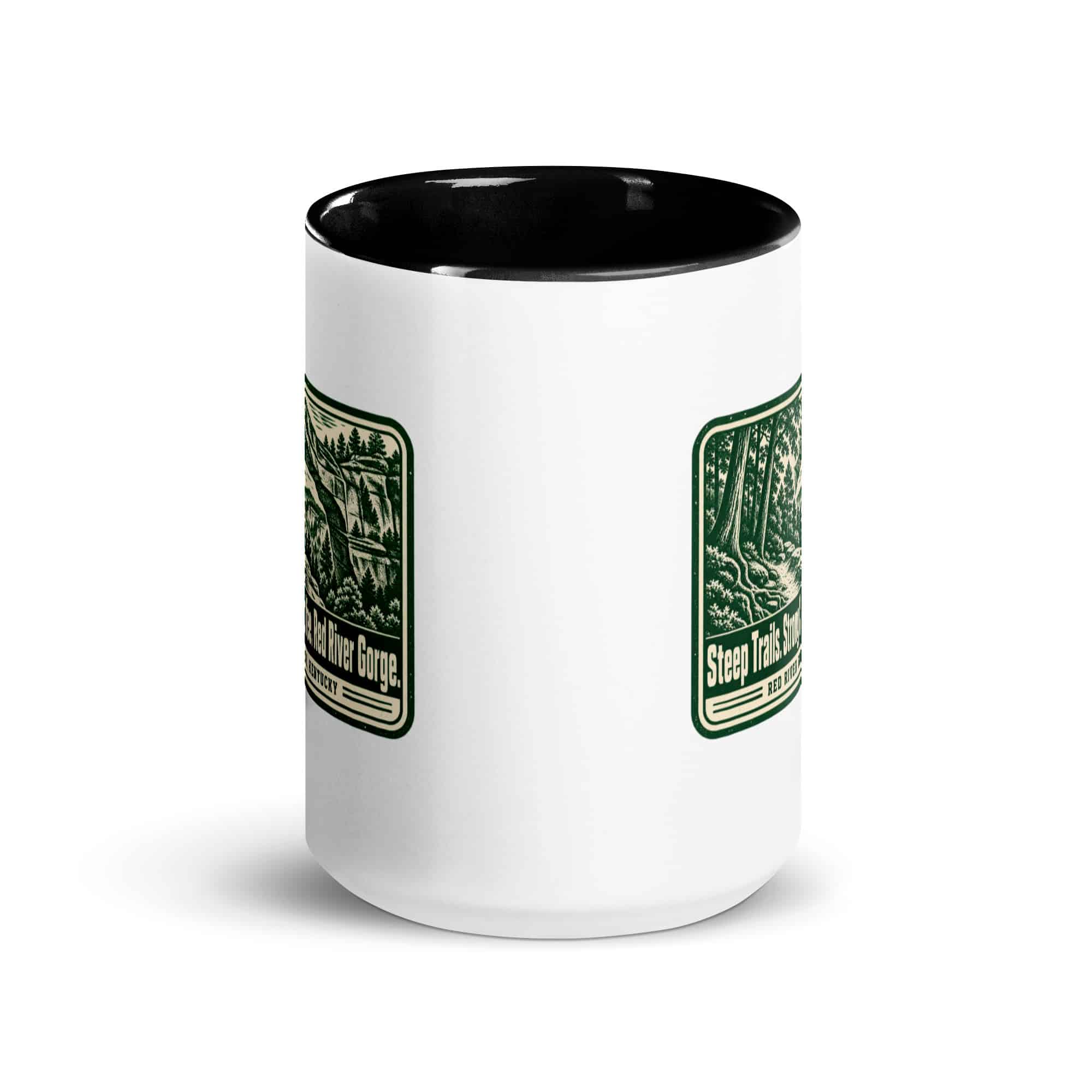 Red River Gorge Color Inside Coffee Mug: Steep Trails. Strong Coffee. Red River Gorge, Forest Ink Stamp