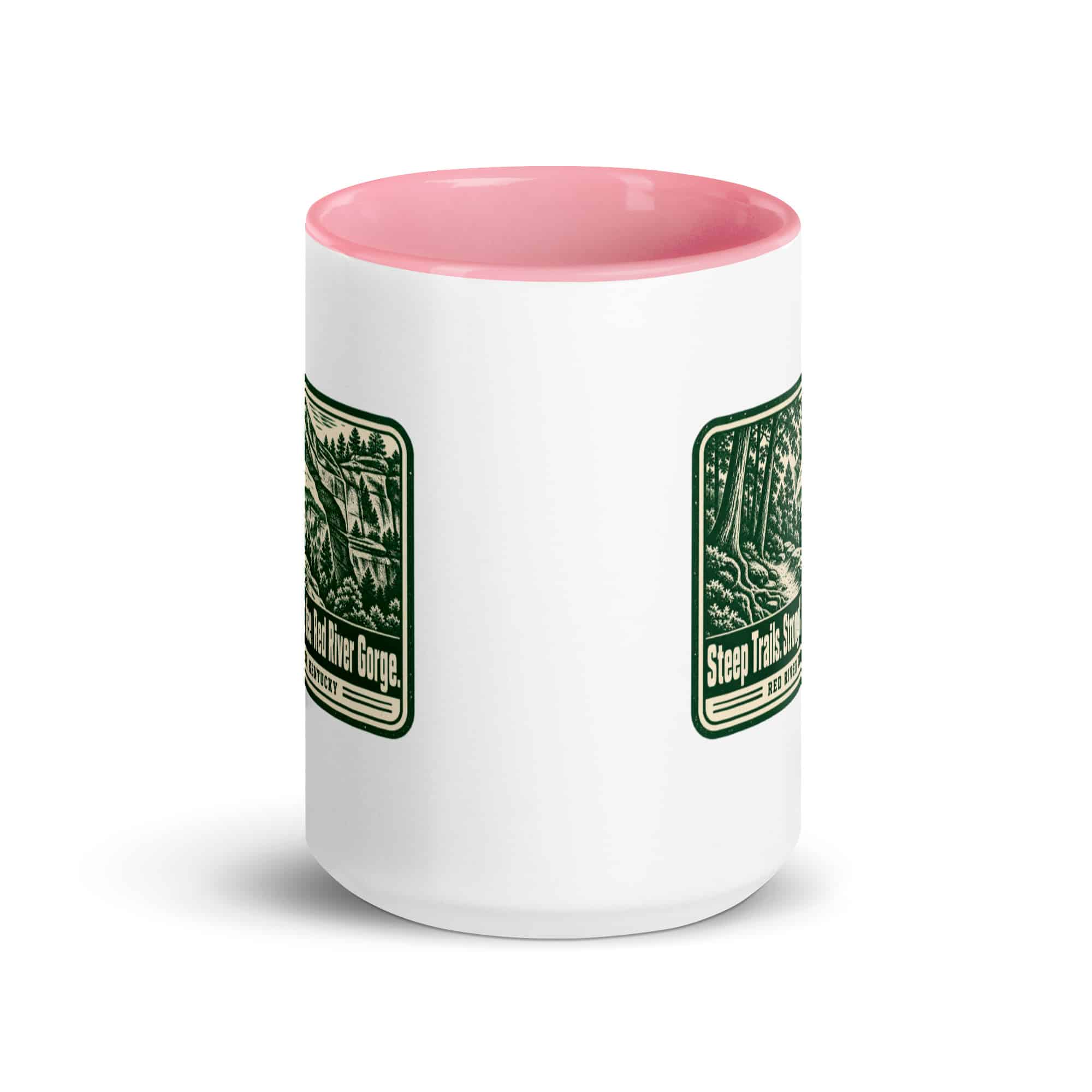 Red River Gorge Color Inside Coffee Mug: Steep Trails. Strong Coffee. Red River Gorge, Forest Ink Stamp