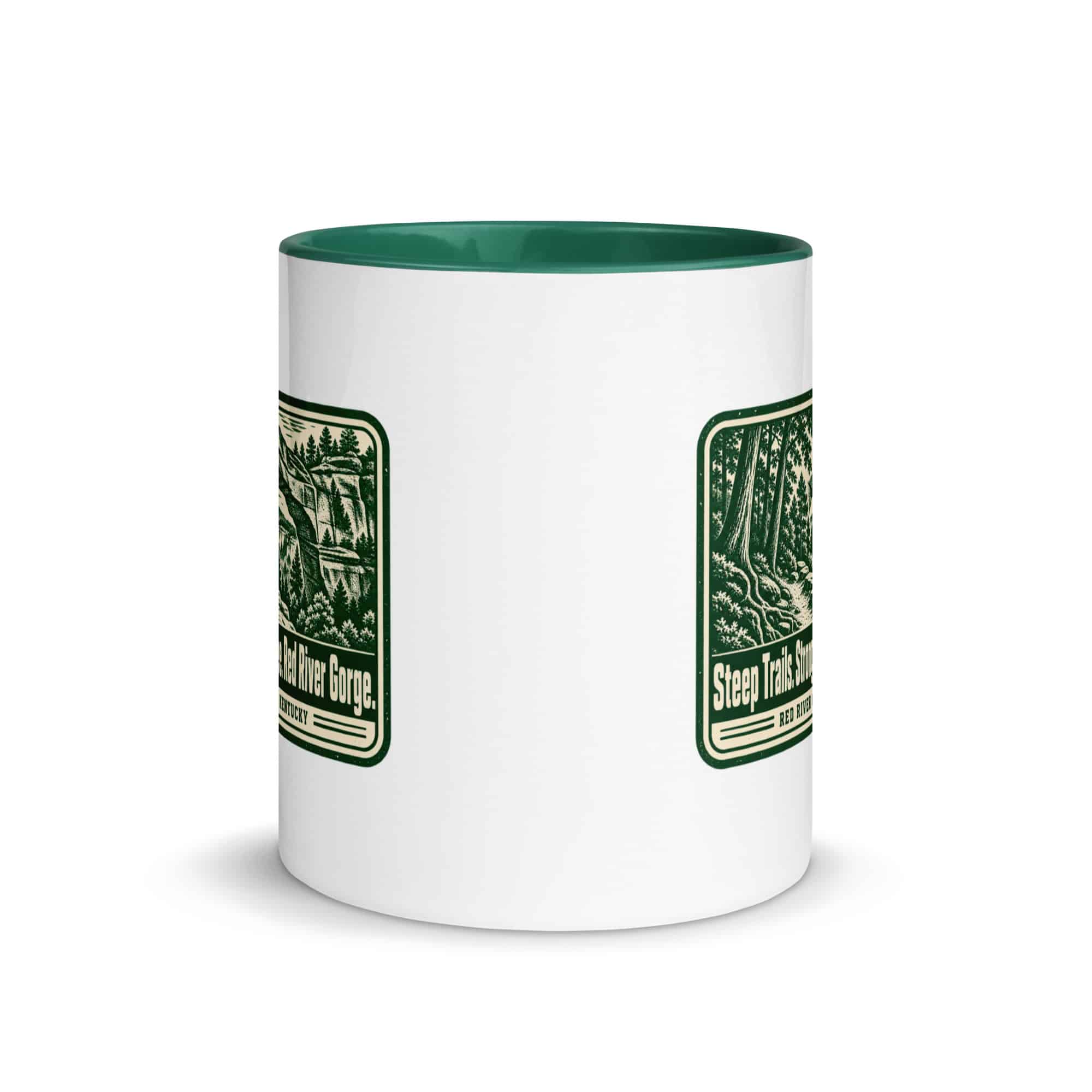 Red River Gorge Color Inside Coffee Mug: Steep Trails. Strong Coffee. Red River Gorge, Forest Ink Stamp