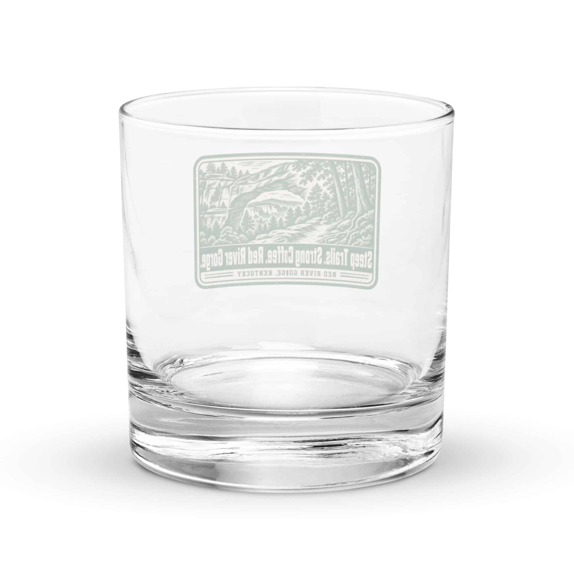 Red River Gorge Rocks Glass: Steep Trails. Strong Coffee. Red River Gorge, Forest Ink Stamp