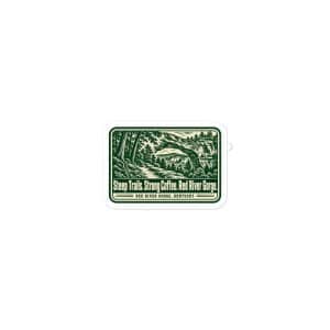 Red River Gorge Vinyl Sticker: Steep Trails. Strong Coffee. Red River Gorge, Forest Ink Stamp - 3″×3″ - Main