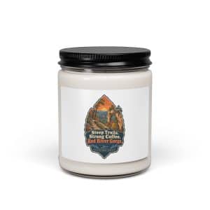 Red River Gorge Soy Wax Candle: Steep Trails. Strong Coffee. Red River Gorge, Scenic Shield Badge - 9oz - Main
