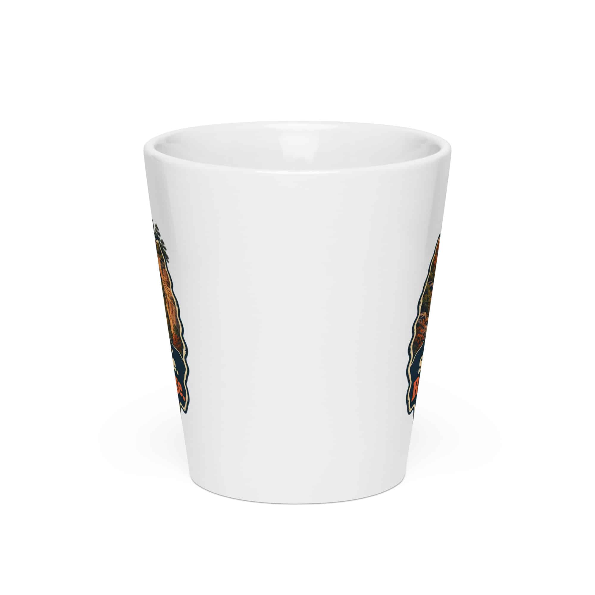 Red River Gorge Latte Mug: Steep Trails. Strong Coffee. Red River Gorge, Scenic Shield Badge