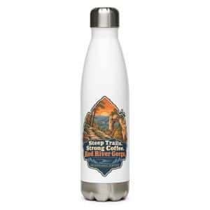 Red River Gorge Stainless Steel Water Bottle: Steep Trails. Strong Coffee. Red River Gorge, Scenic Shield Badge - 17 oz - Main