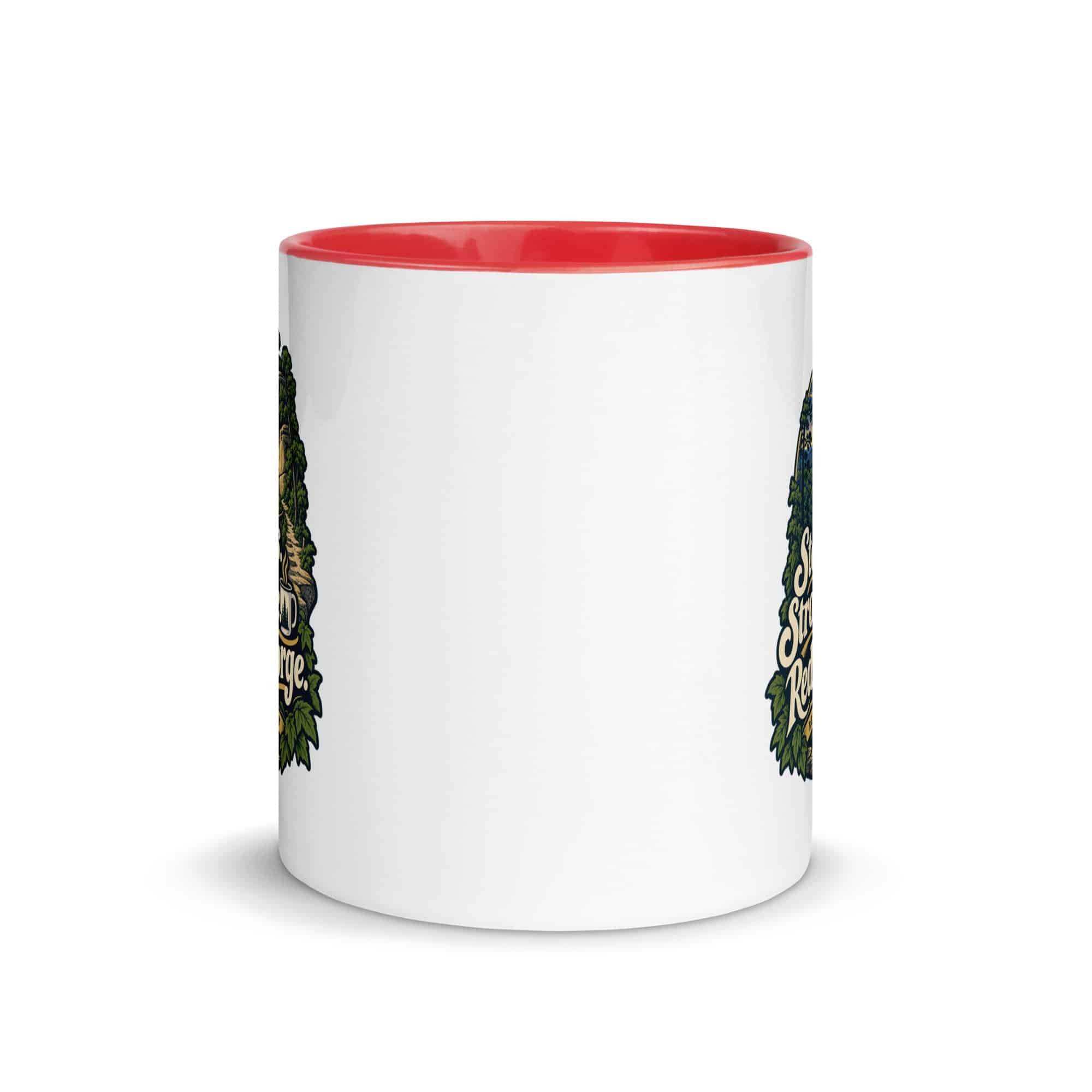 Red River Gorge Color Inside Coffee Mug: Steep Trails. Strong Coffee. Red River Gorge, Woodland Scenic Lettering