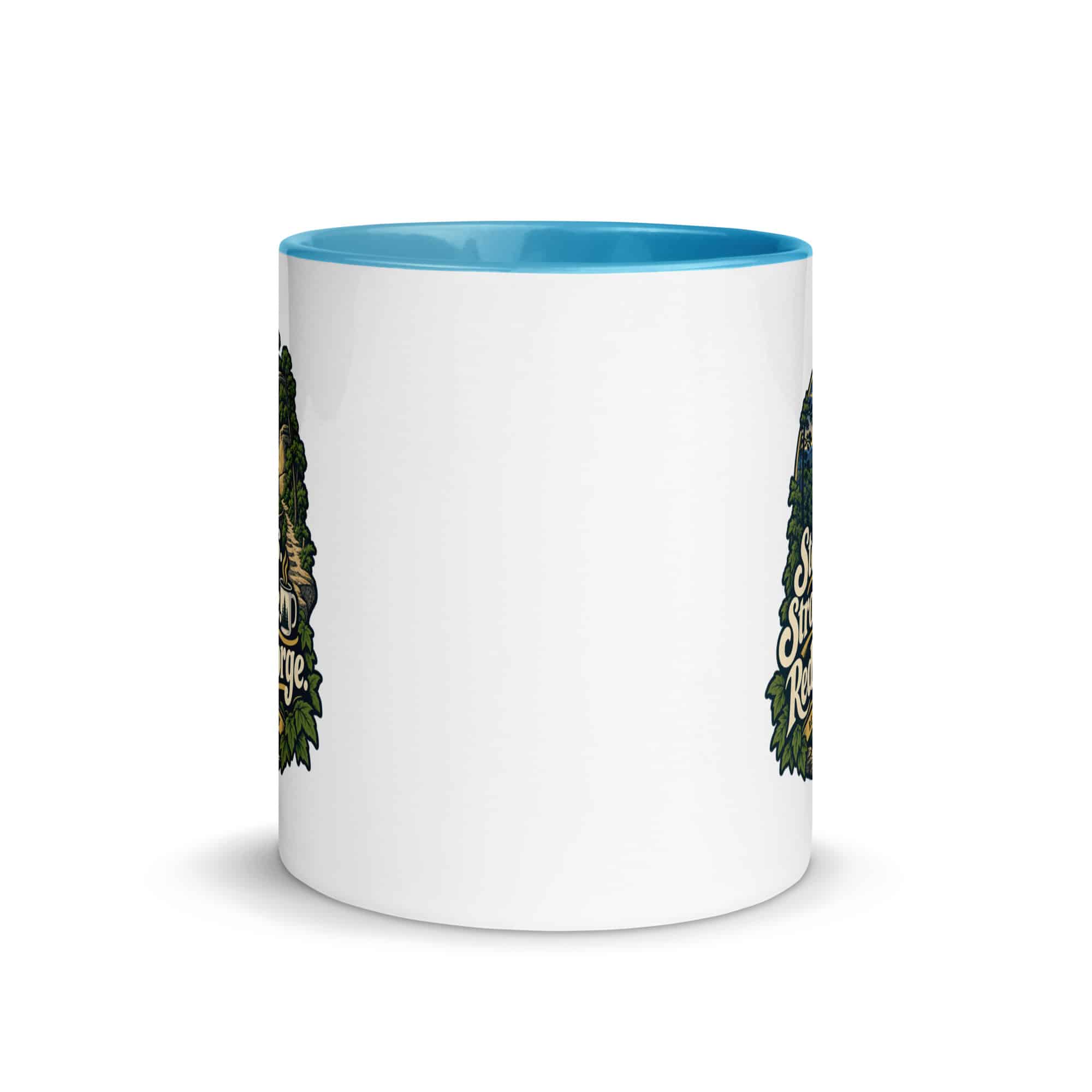 Red River Gorge Color Inside Coffee Mug: Steep Trails. Strong Coffee. Red River Gorge, Woodland Scenic Lettering