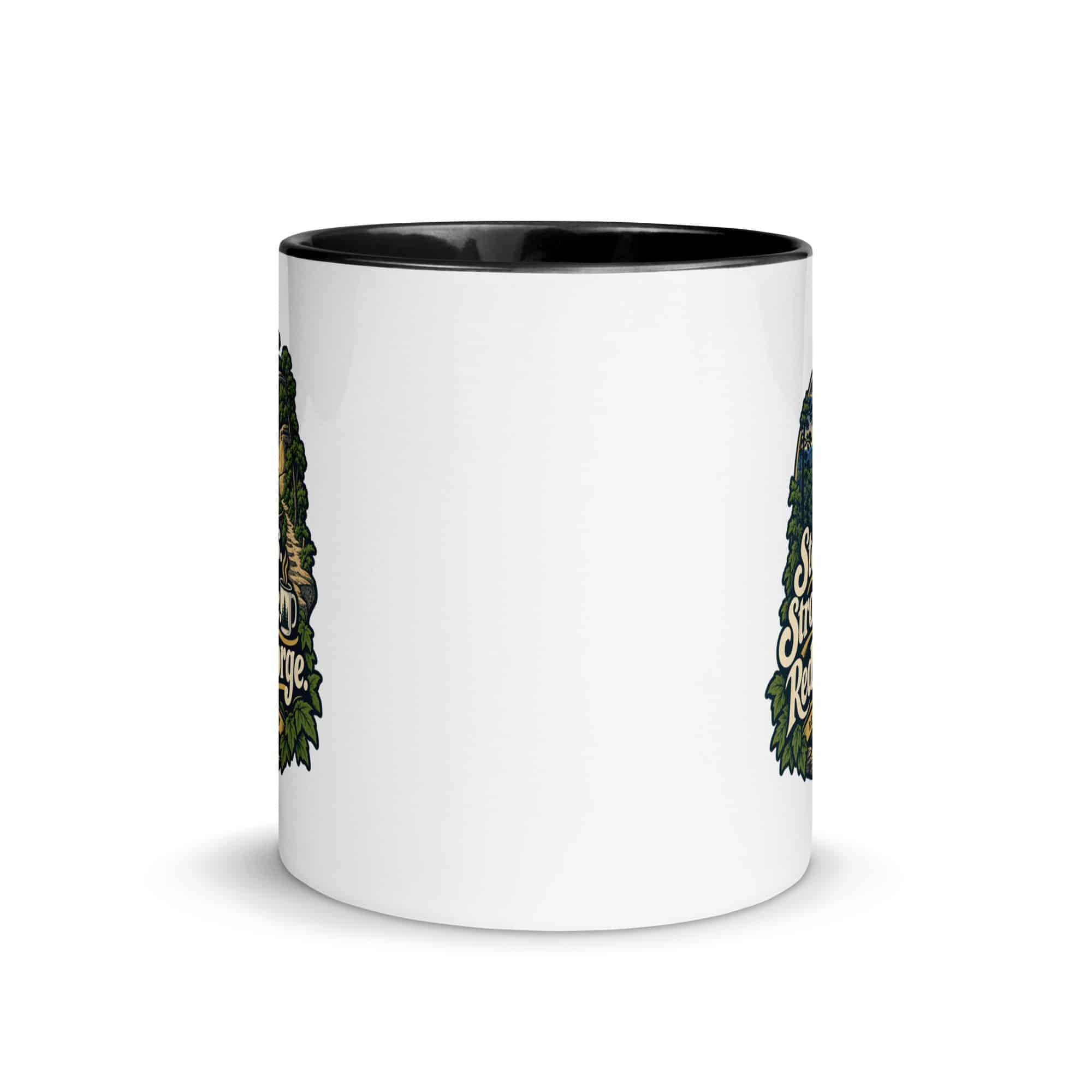 Red River Gorge Color Inside Coffee Mug: Steep Trails. Strong Coffee. Red River Gorge, Woodland Scenic Lettering