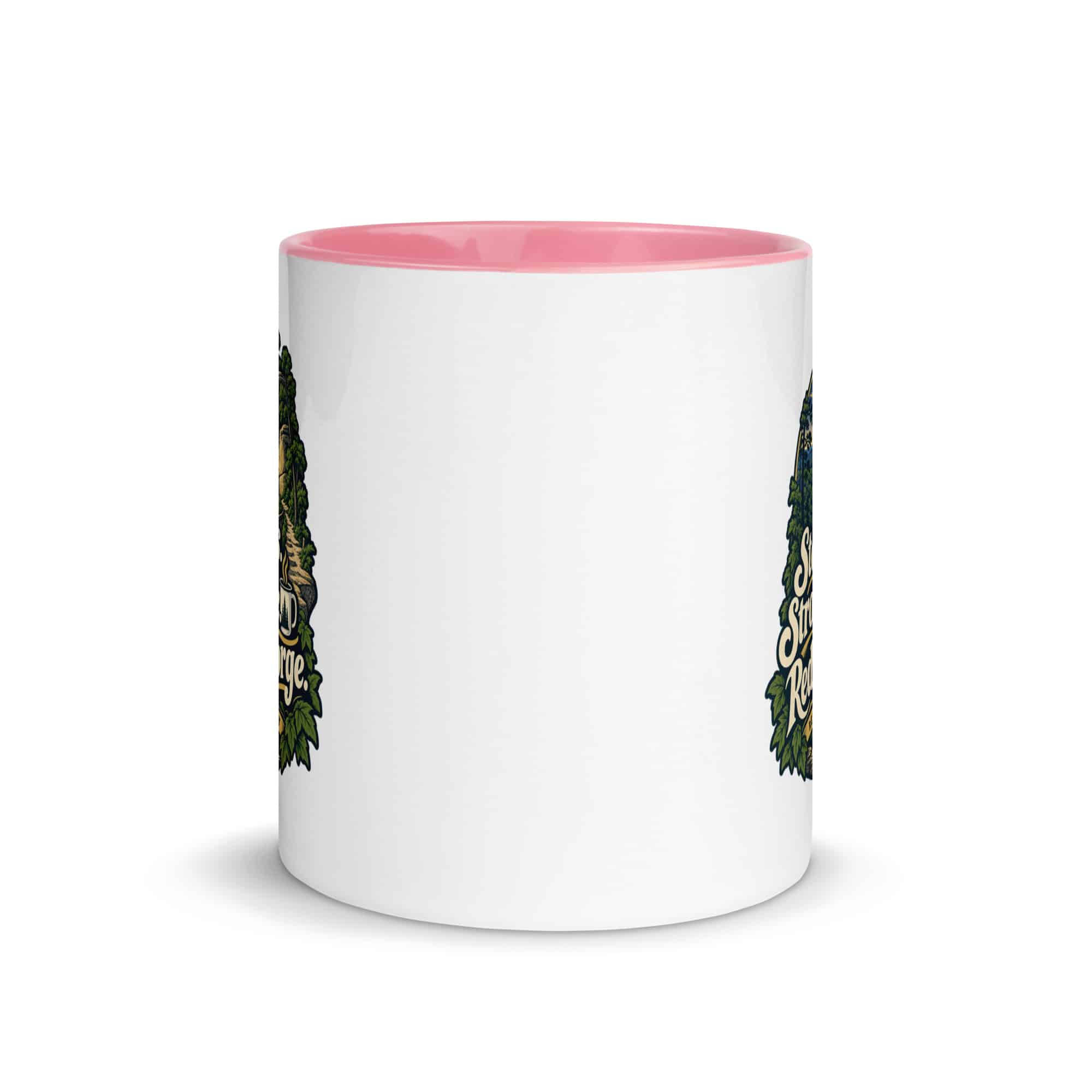 Red River Gorge Color Inside Coffee Mug: Steep Trails. Strong Coffee. Red River Gorge, Woodland Scenic Lettering