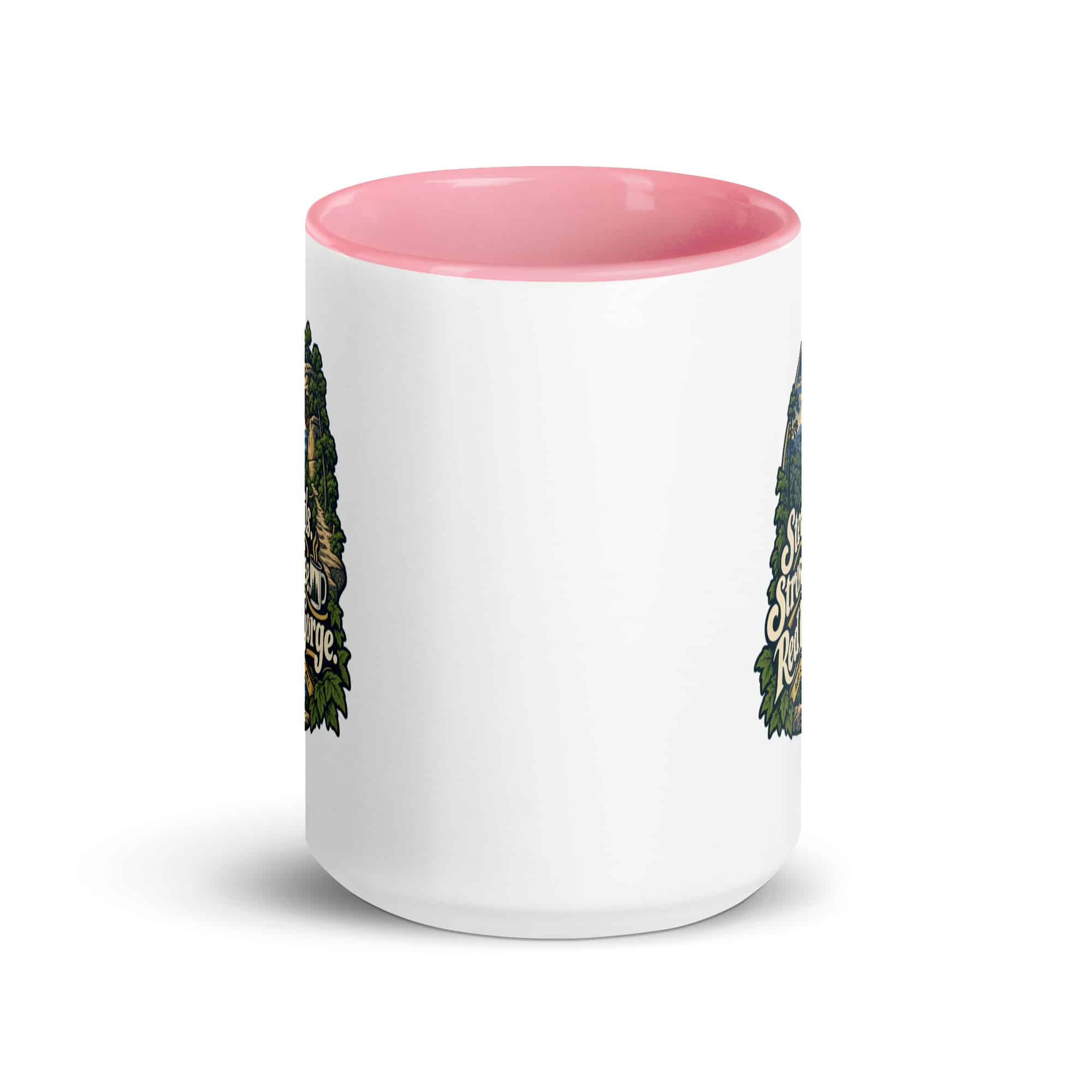 Red River Gorge Color Inside Coffee Mug: Steep Trails. Strong Coffee. Red River Gorge, Woodland Scenic Lettering