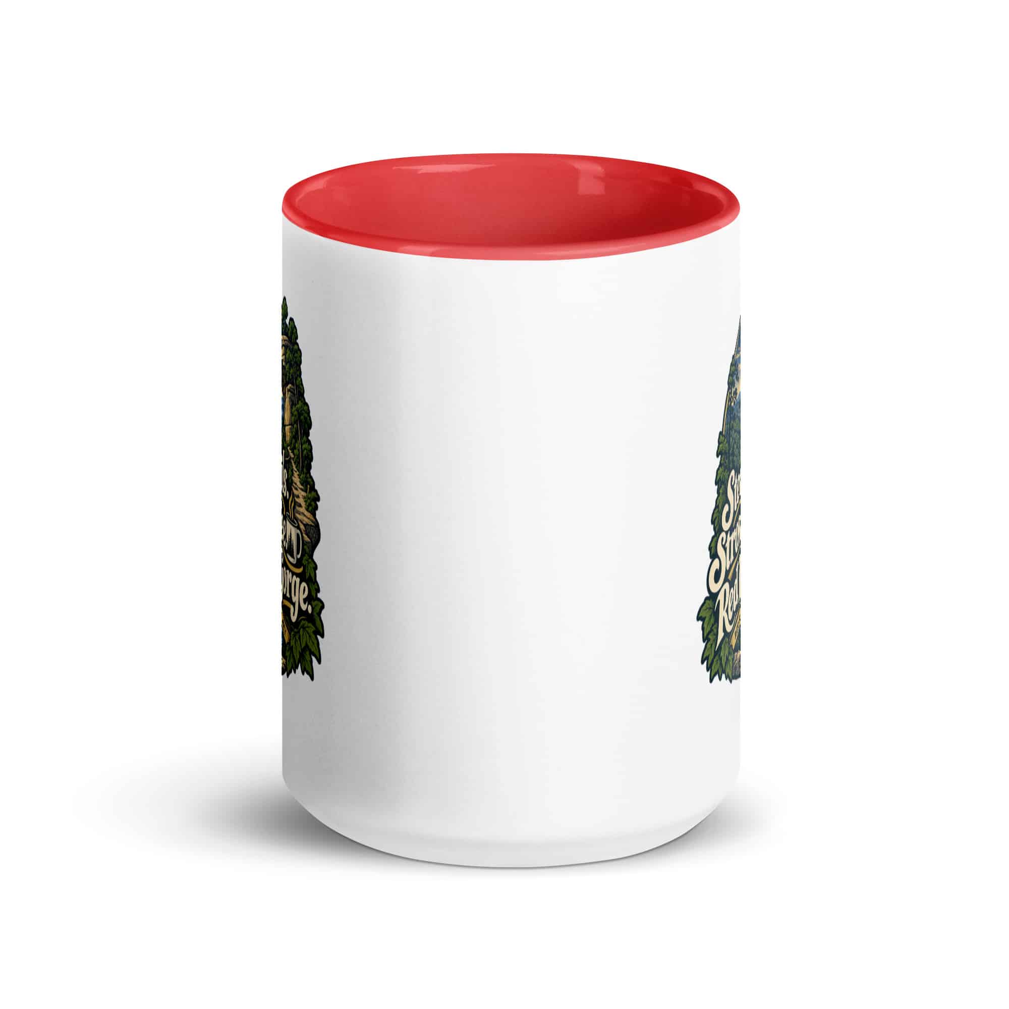 Red River Gorge Color Inside Coffee Mug: Steep Trails. Strong Coffee. Red River Gorge, Woodland Scenic Lettering