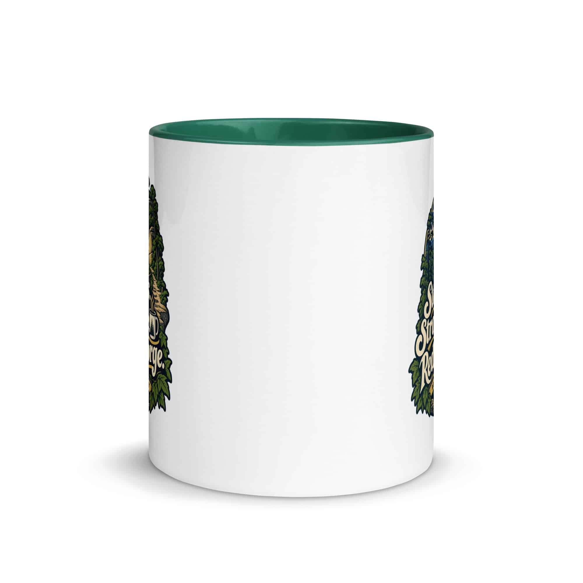 Red River Gorge Color Inside Coffee Mug: Steep Trails. Strong Coffee. Red River Gorge, Woodland Scenic Lettering