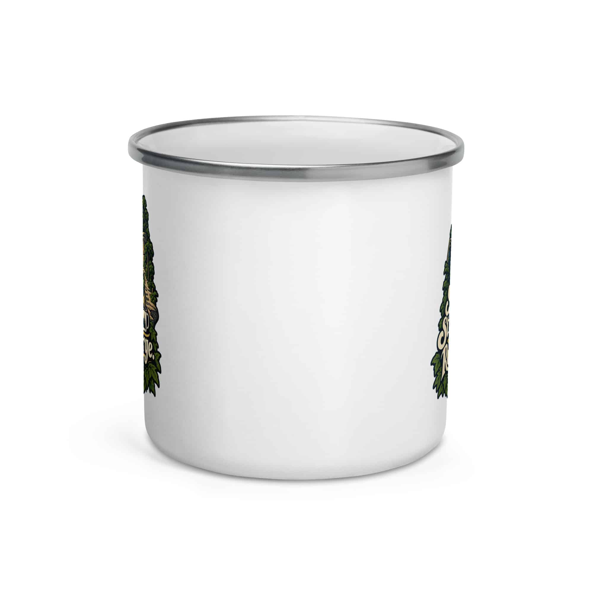 Red River Gorge Enamel Camp Mug: Steep Trails. Strong Coffee. Red River Gorge, Woodland Scenic Lettering