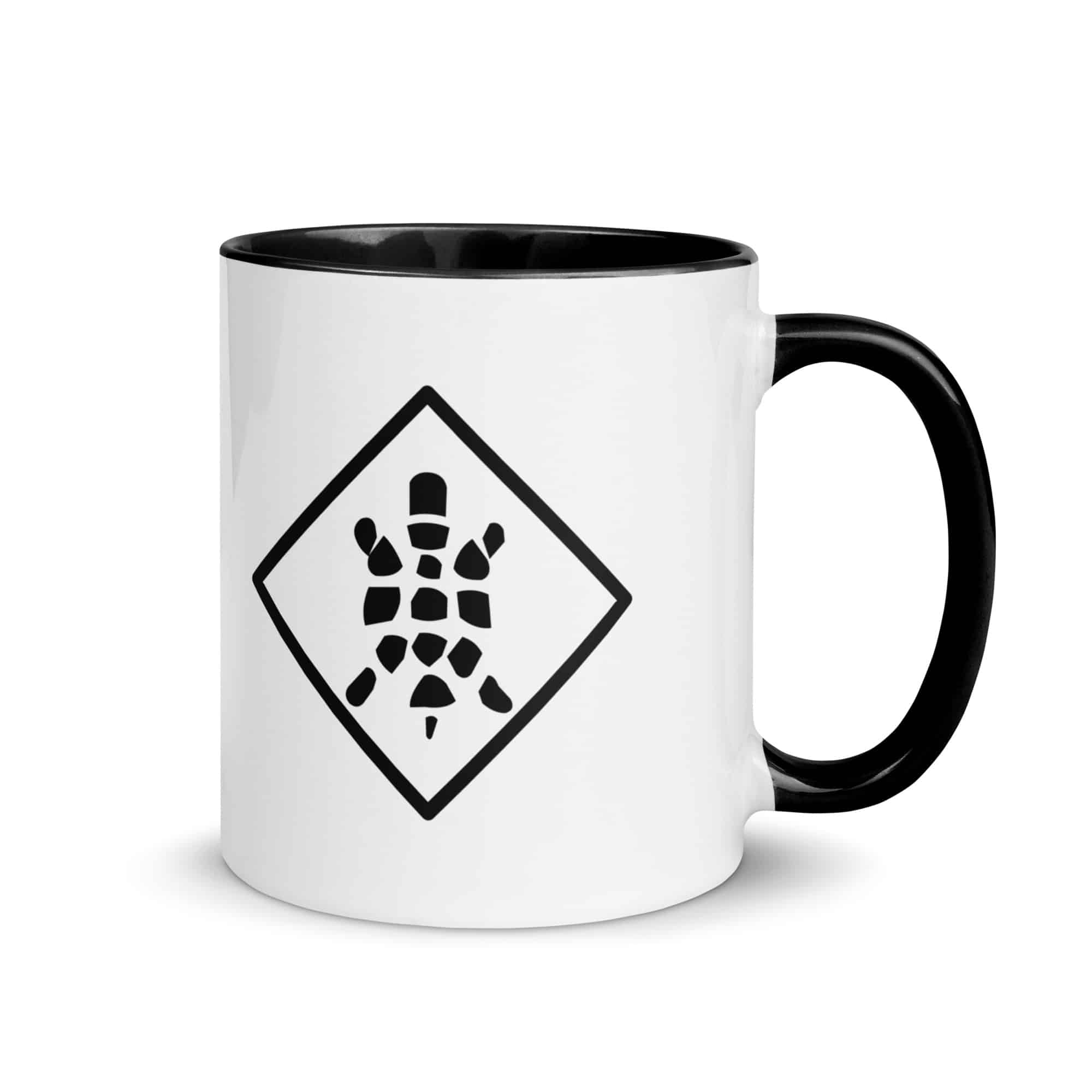 Black Sheltowee Inspired Turtle Diamond Color Inside Mug