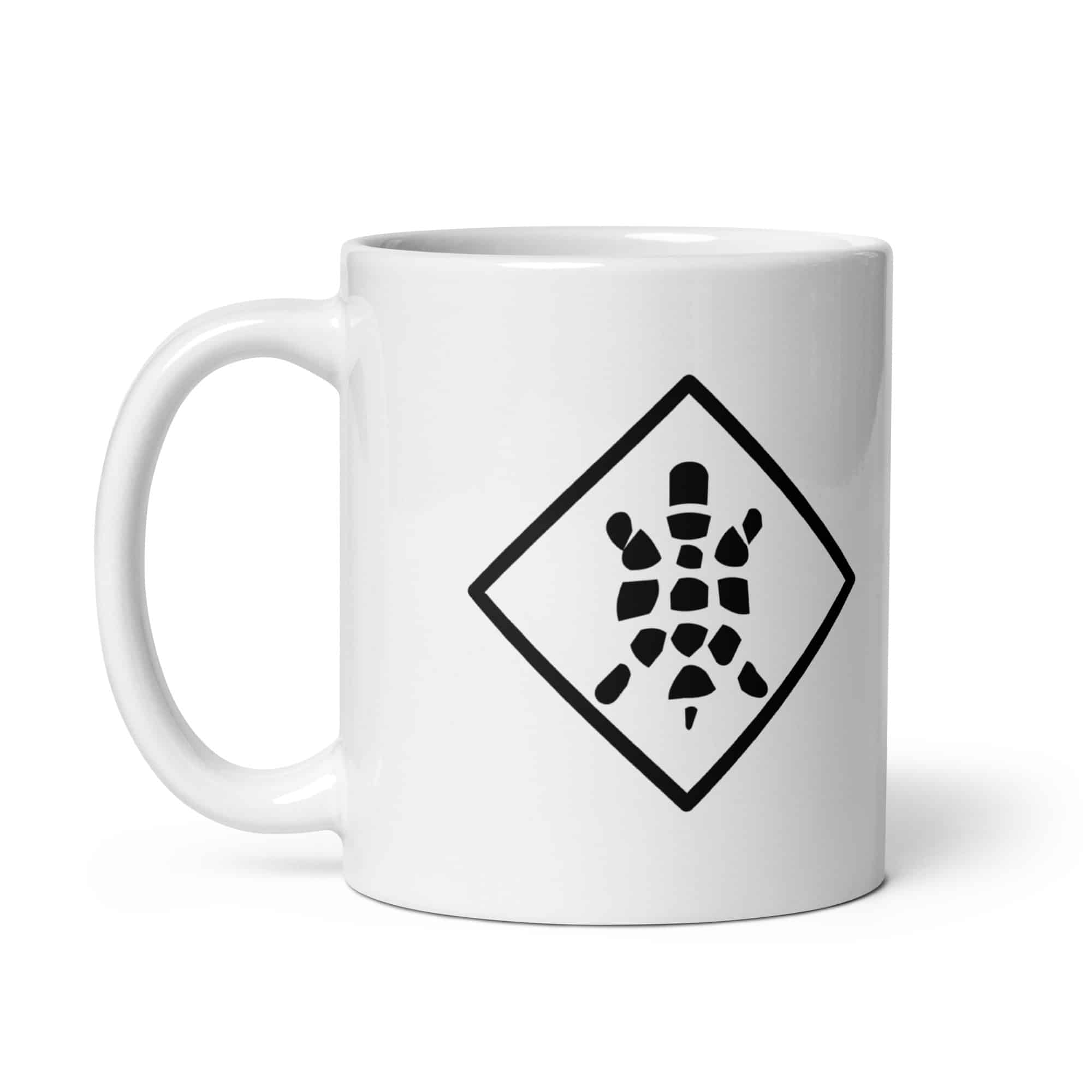 Sheltowee Trace Black Turtle Diamond White Ceramic Coffee Mug