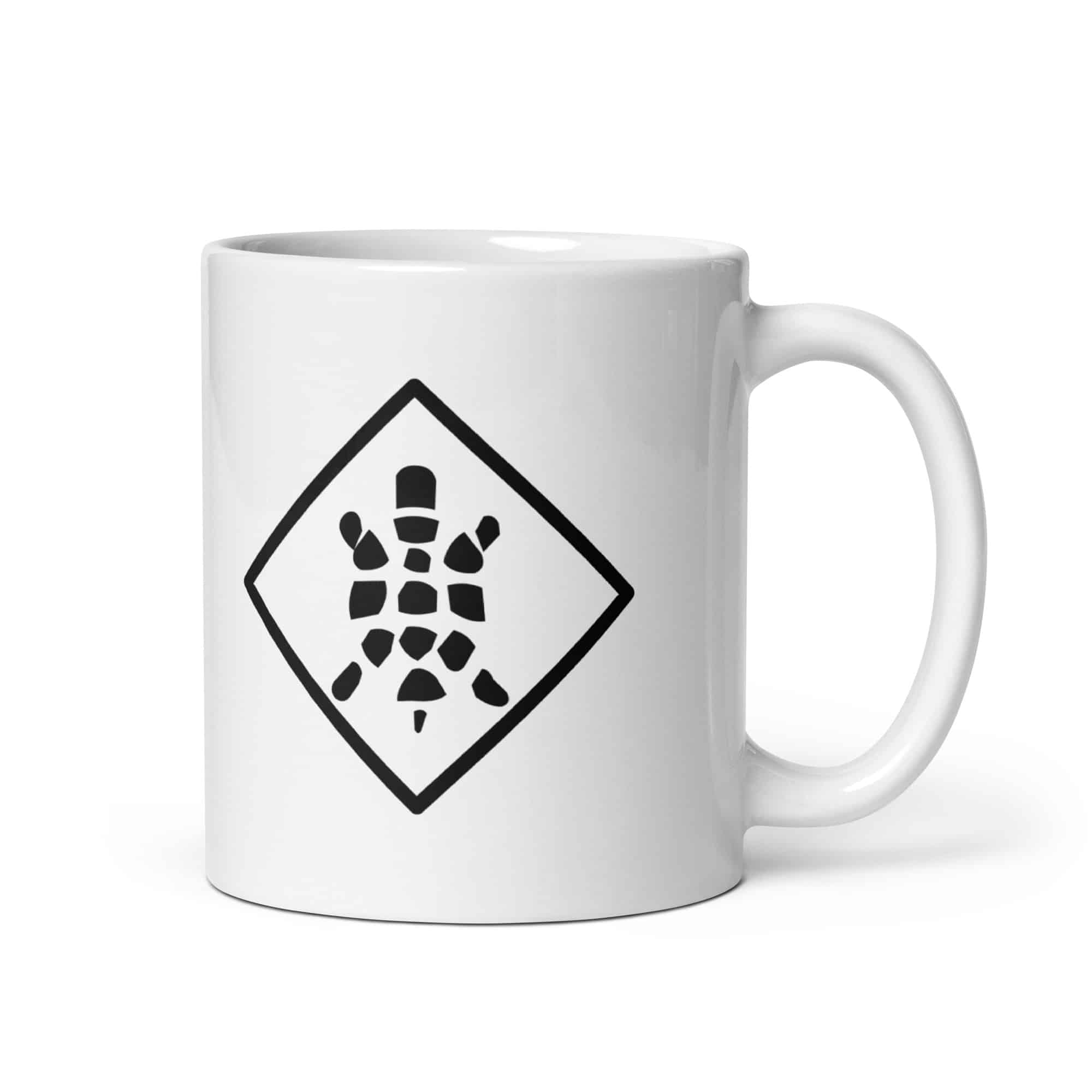 Sheltowee Trace Black Turtle Diamond White Ceramic Coffee Mug