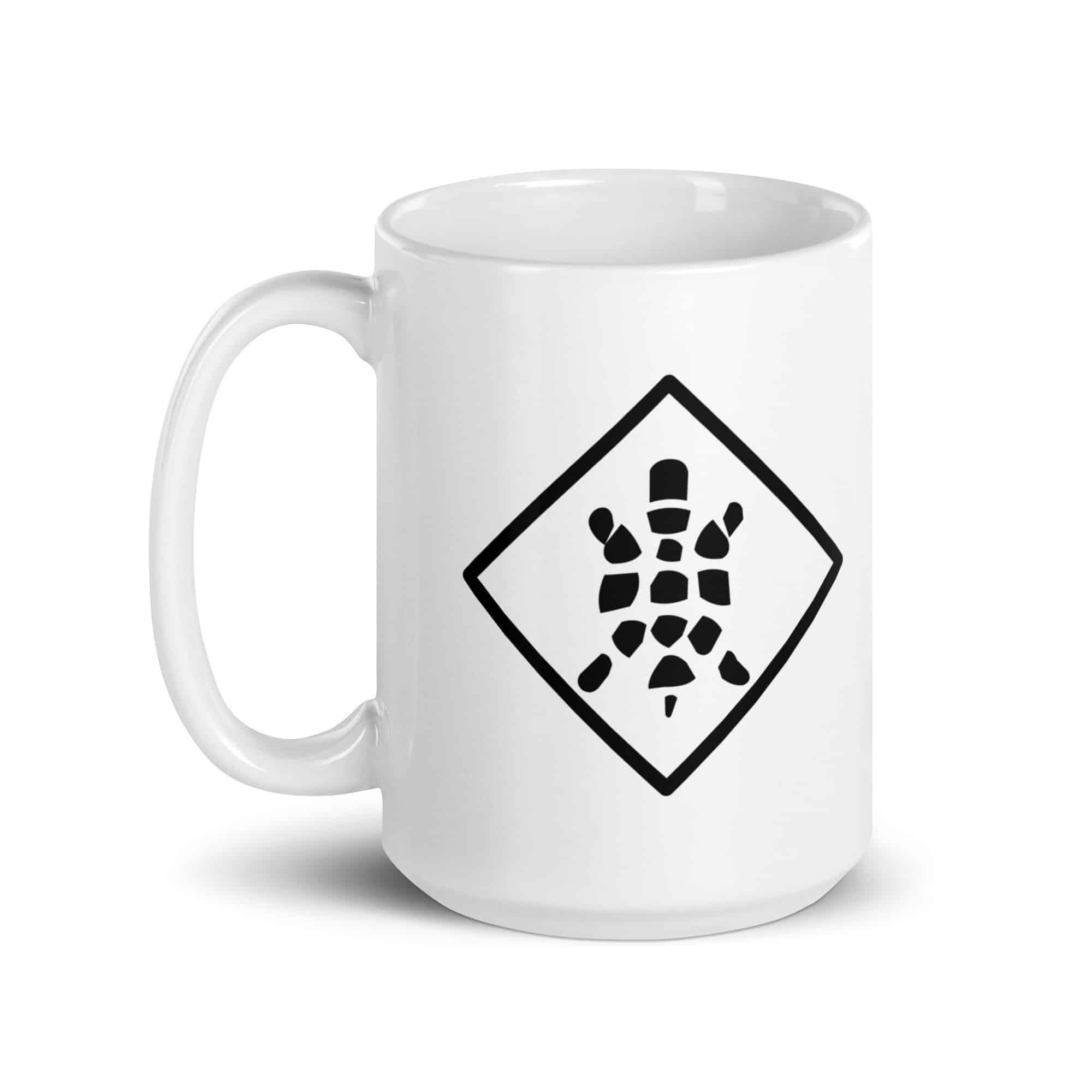 Sheltowee Trace Black Turtle Diamond White Ceramic Coffee Mug
