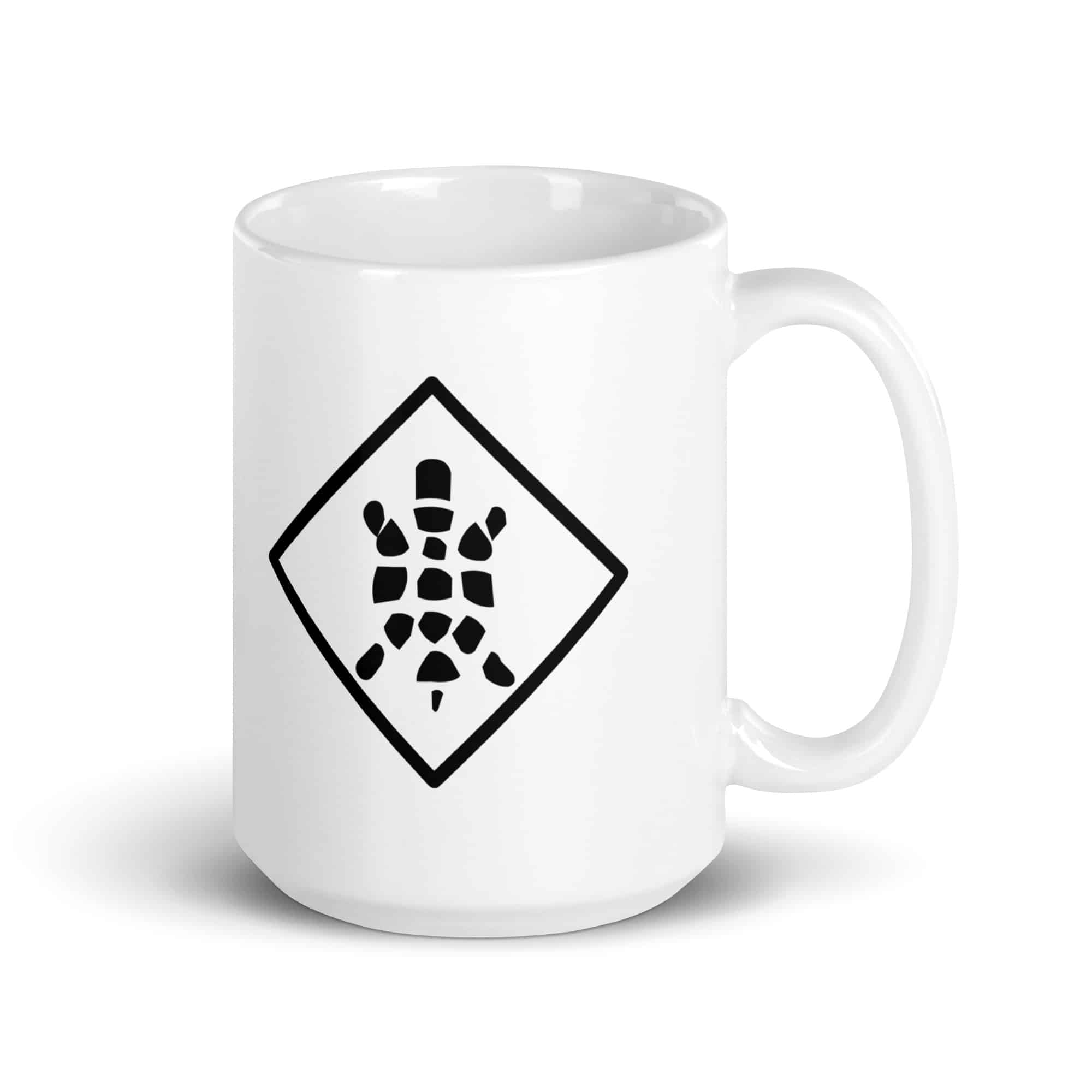 Sheltowee Trace Black Turtle Diamond White Ceramic Coffee Mug