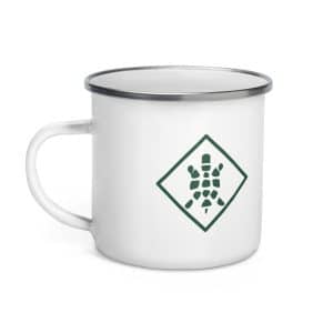 Turtle Diamond Forest Green Enamel Camp Mug - 12 oz - Left