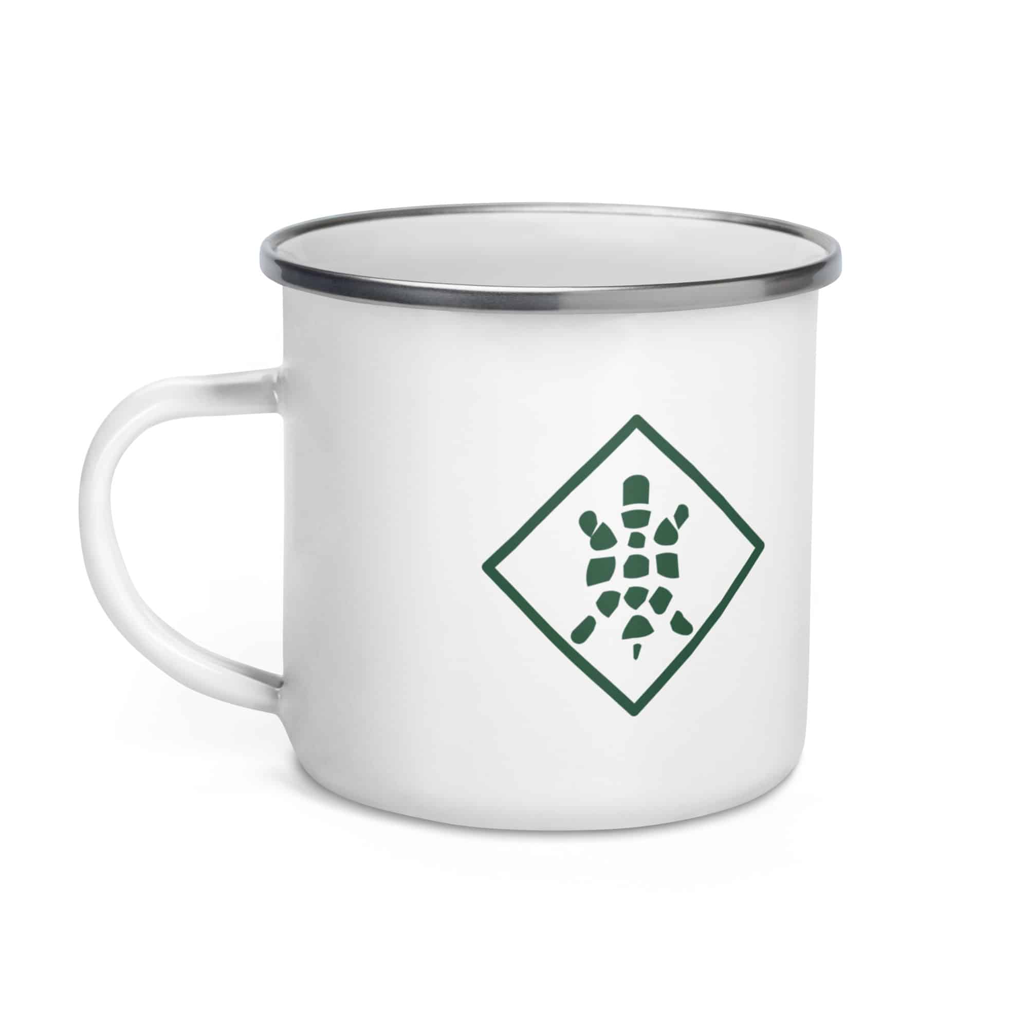 Sheltowee Trace Forest Green Turtle Diamond Enamel Camp Mug
