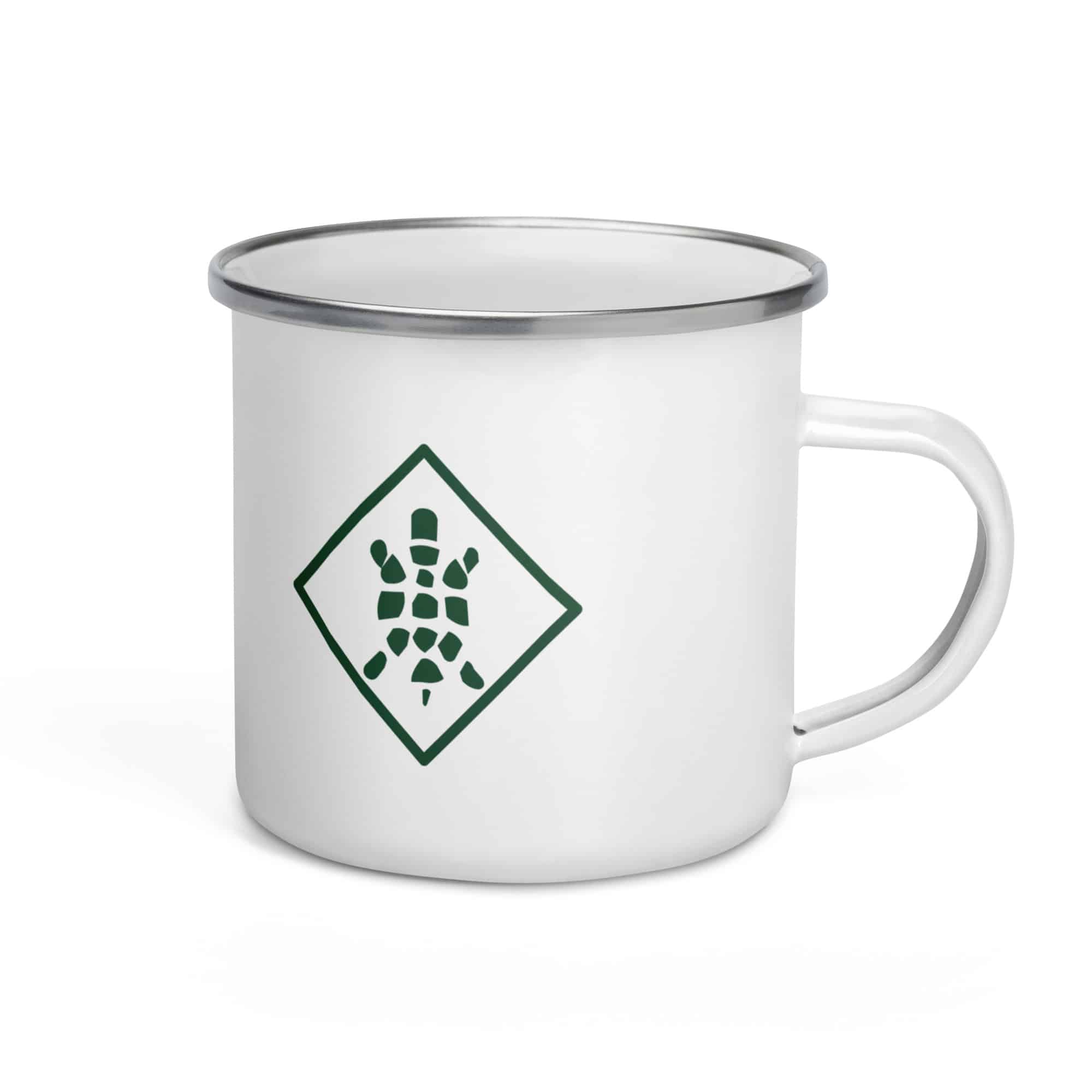 Sheltowee Trace Forest Green Turtle Diamond Enamel Camp Mug