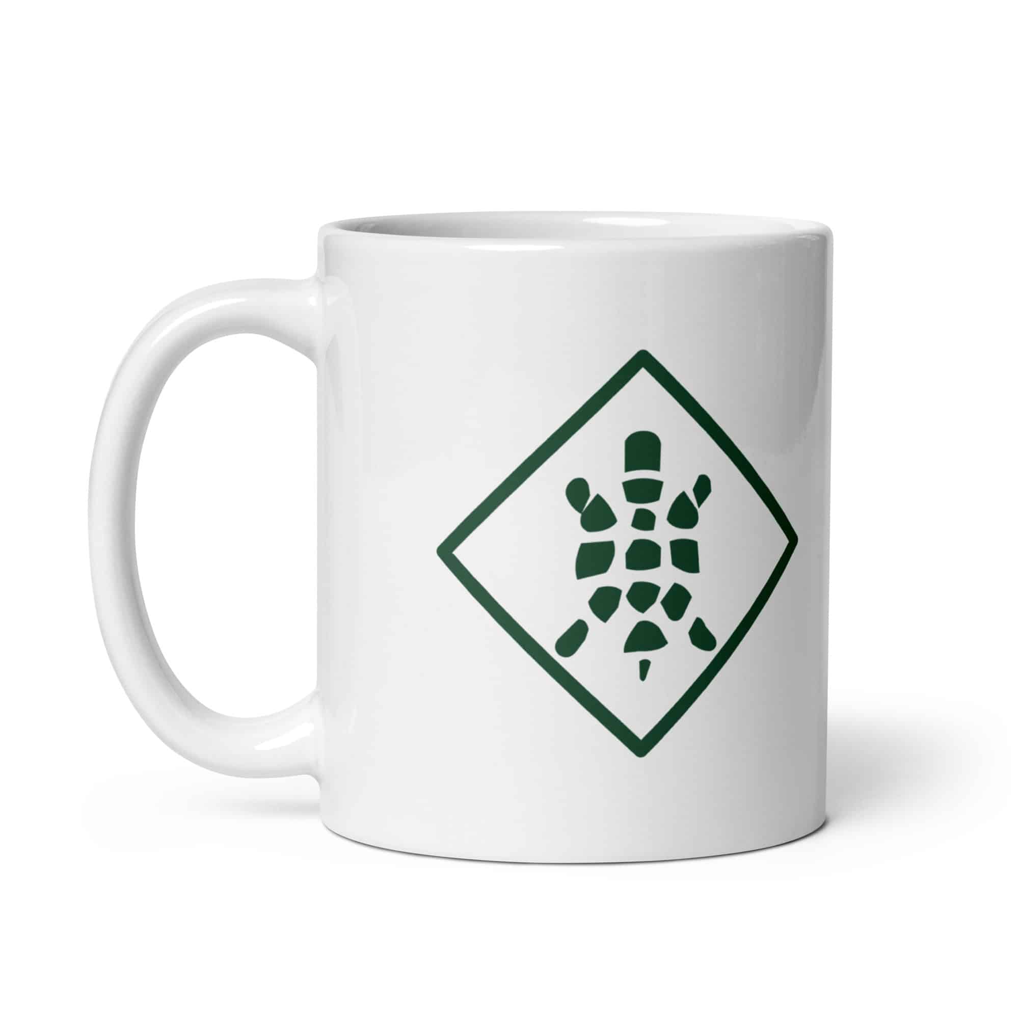 Sheltowee Trace Forest Green Turtle Diamond White Ceramic Coffee Mug