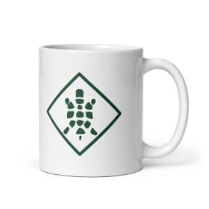 Turtle Diamond Forest Green White Ceramic Coffee Mug - 11 oz - Main